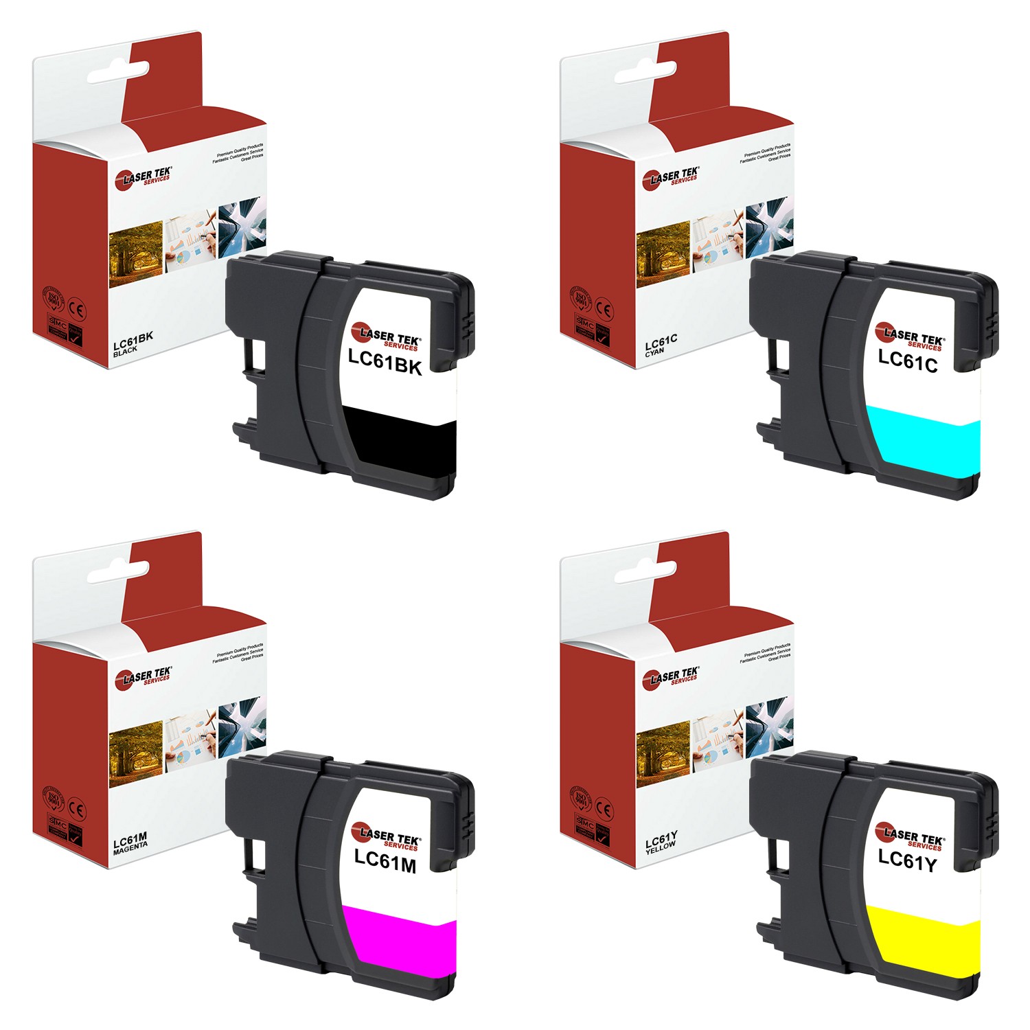 4Pk LTS LC-61 BCMY Compatible for Brother MFC250C 255CW, DCP165C Ink Cartridge