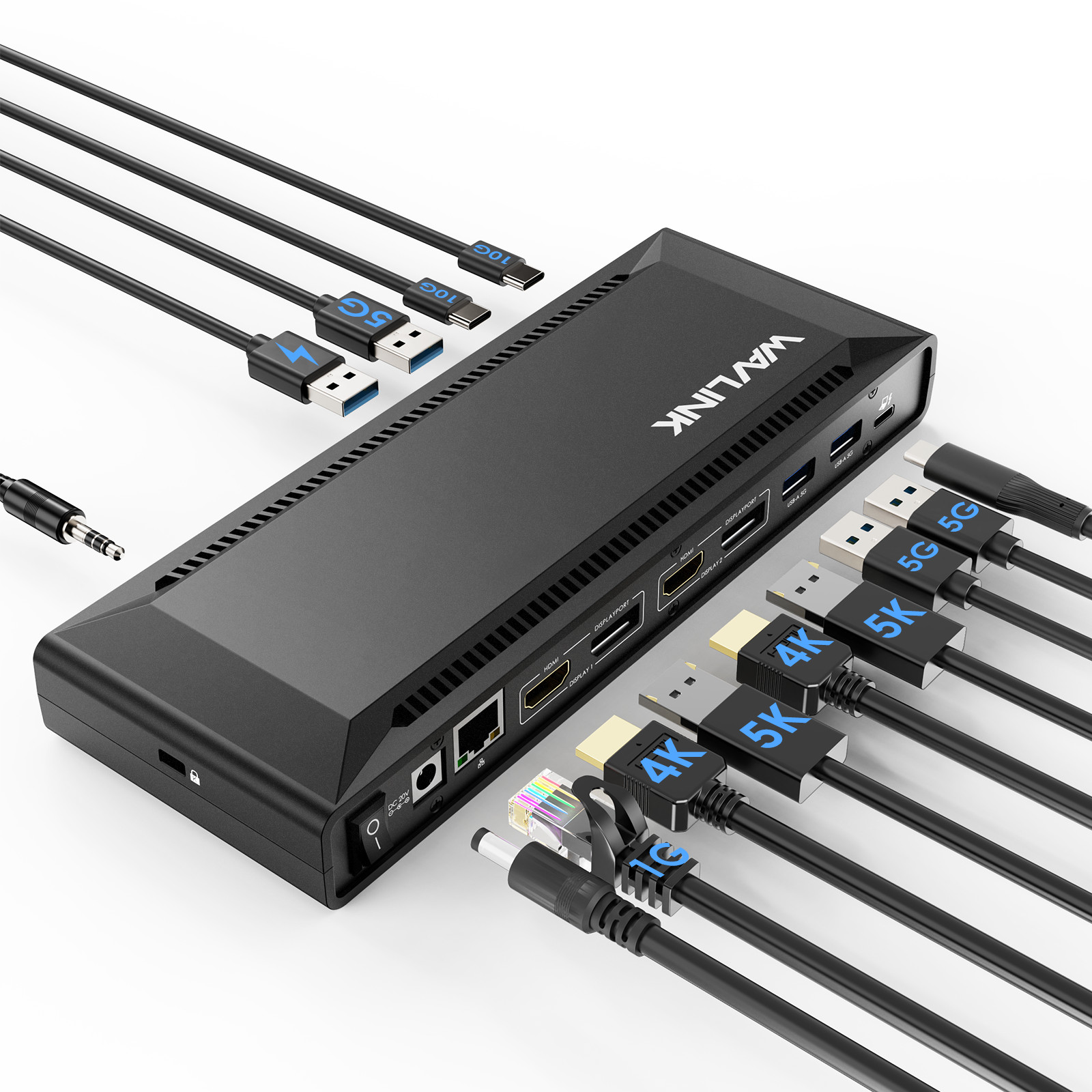 DisplayLink 2 Monitors Docking Station USB-C/USB3.0 to DisplayPort/HDMI Hub