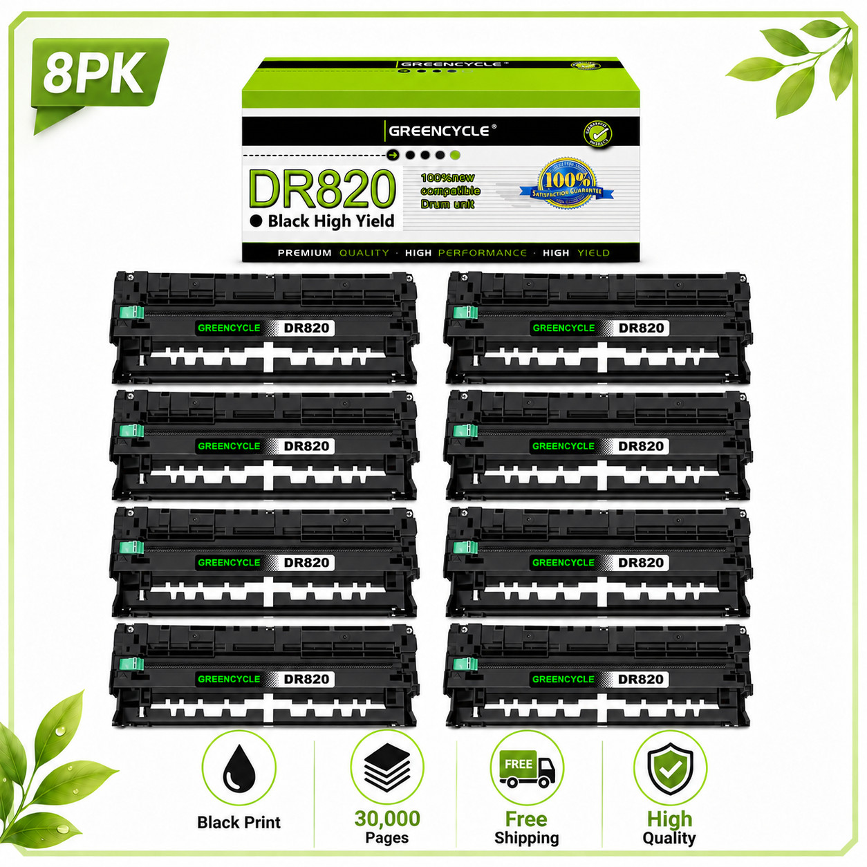 8PK DR820 Drum Unit Replacement For Brother MFC-L5850DW L5900DW HL-L6200DW