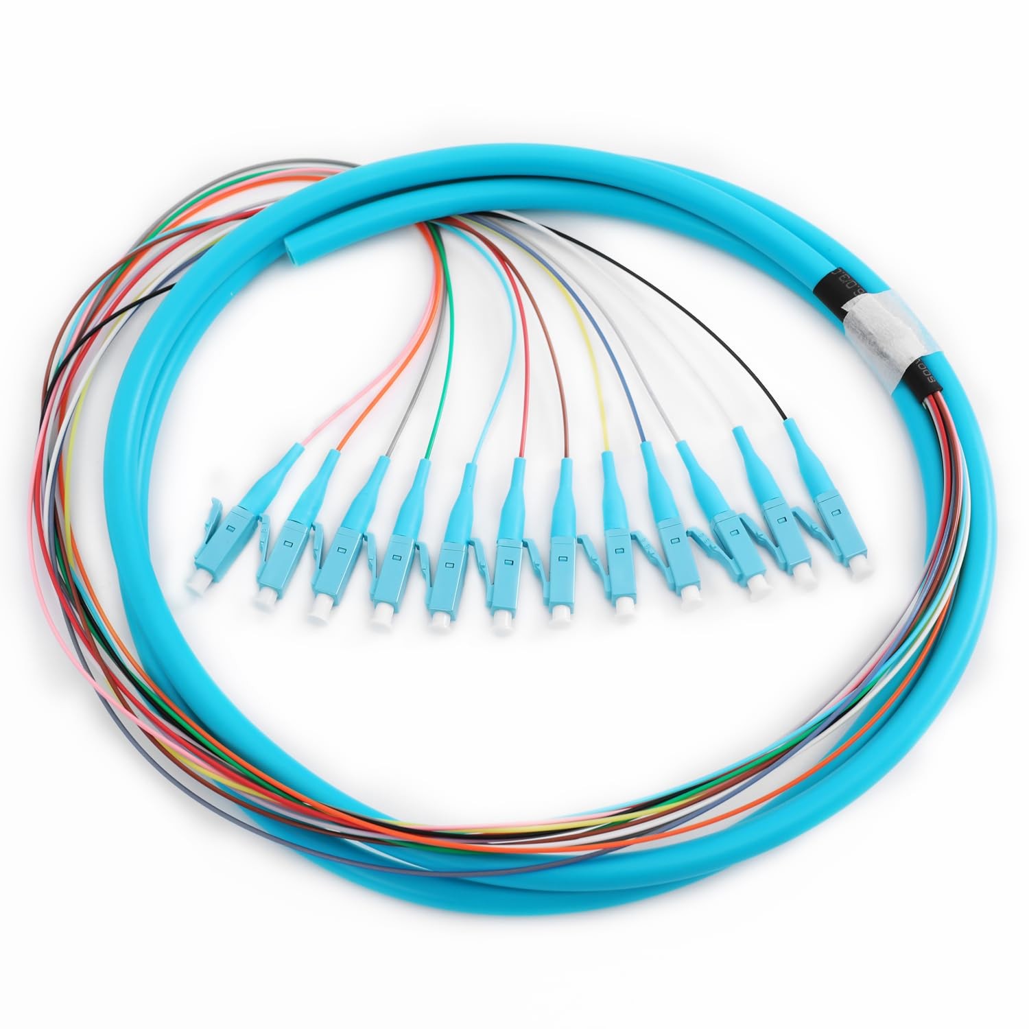 12 Strand LCOM3 Multimode OM3/OM4 50/125 LCUPC Fiber Pigtail 1.5M Cord