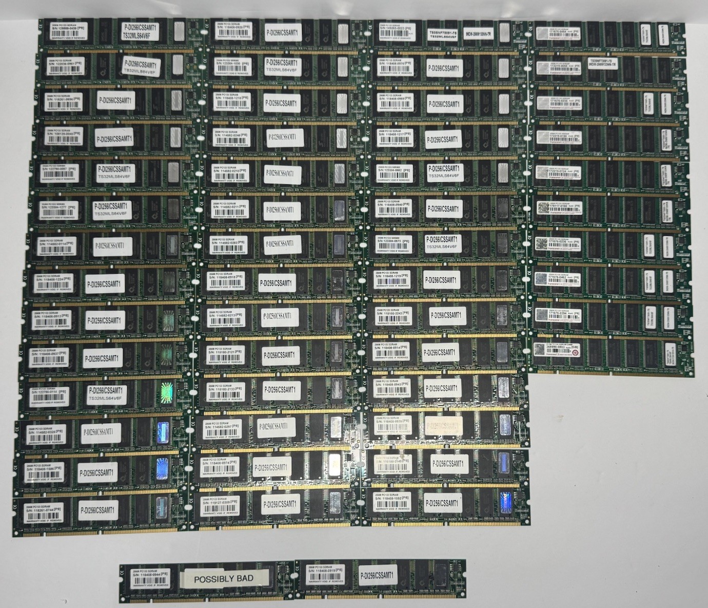 Lot of 54 Transcend 256MB PC133 SDRAM 168-Pin DIMM TS32MLS64V6F RAM Untested