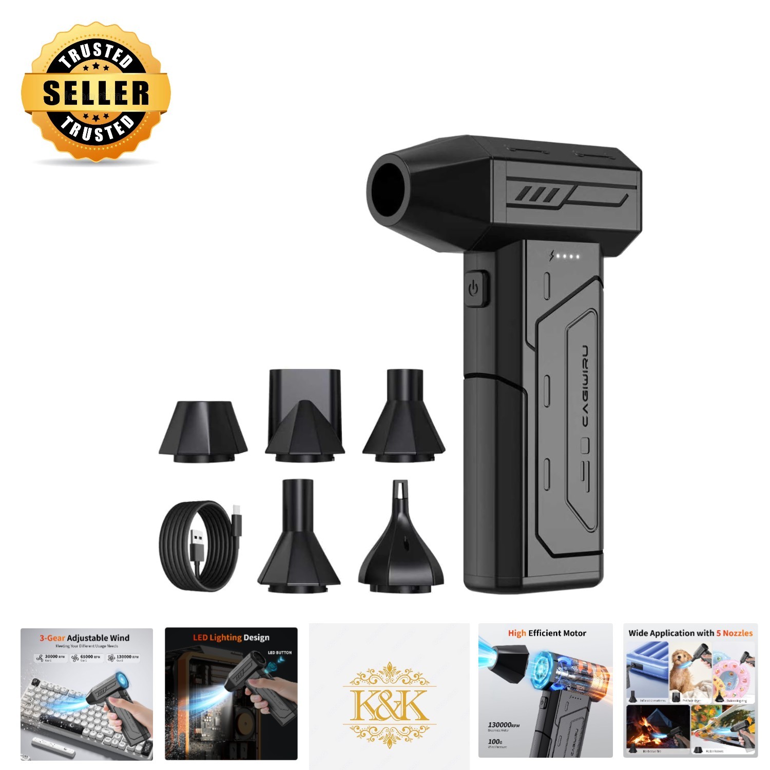 Versatile Cordless Electric Air Duster – Perfect for Electronics, Pets, and More