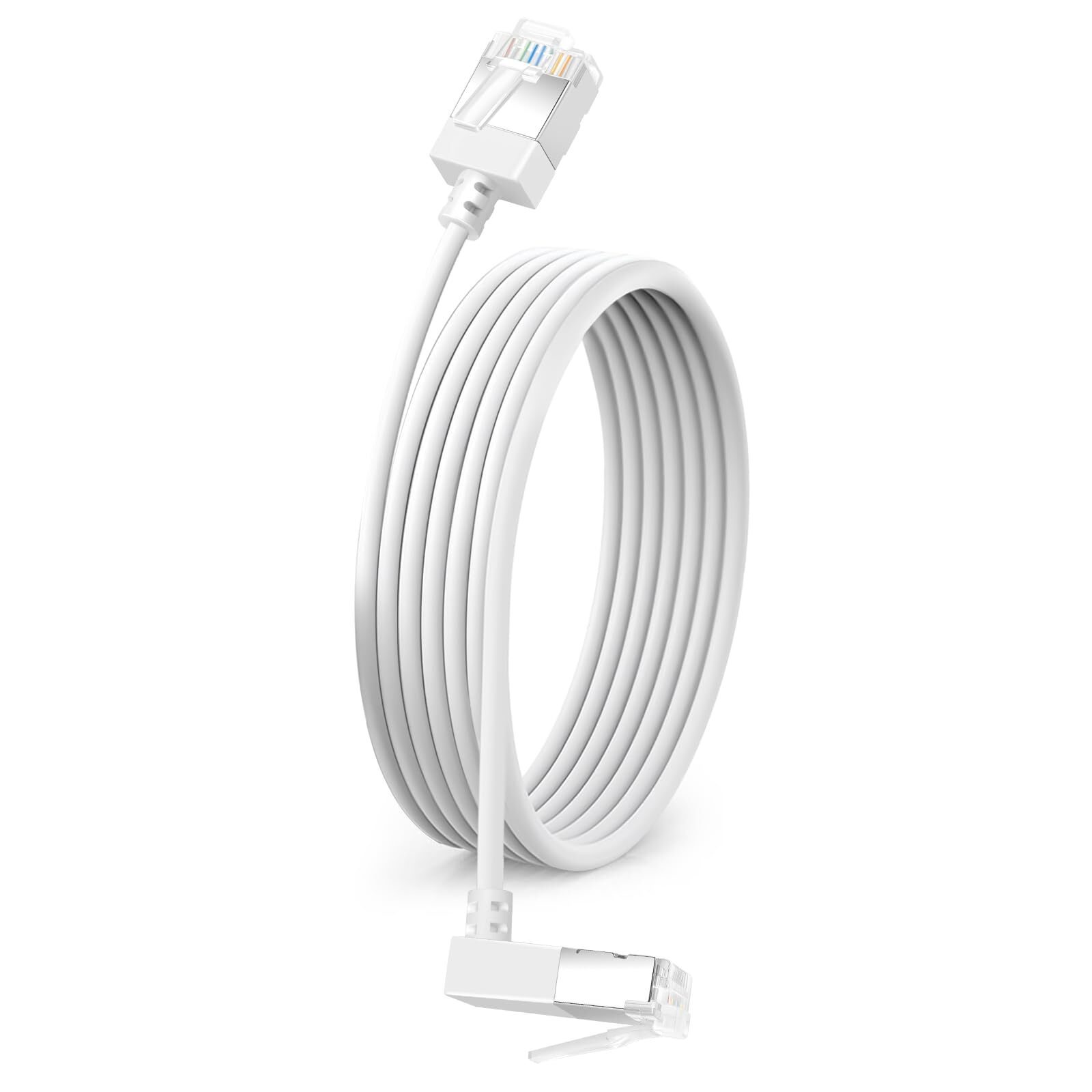 Ultra Thin Cat 6 Ethernet Cable 90 Downward Angle 6.6 Feet Flexible & Slim Rj45 