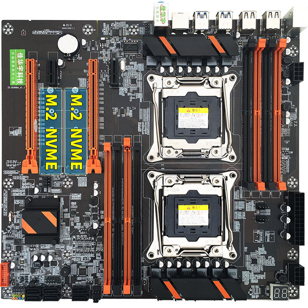X99 CPU Motherboard Dual Xeon LGA 2011 V3 8 DIMM DDR4 2666/2400/2133Mhz Ext ATX