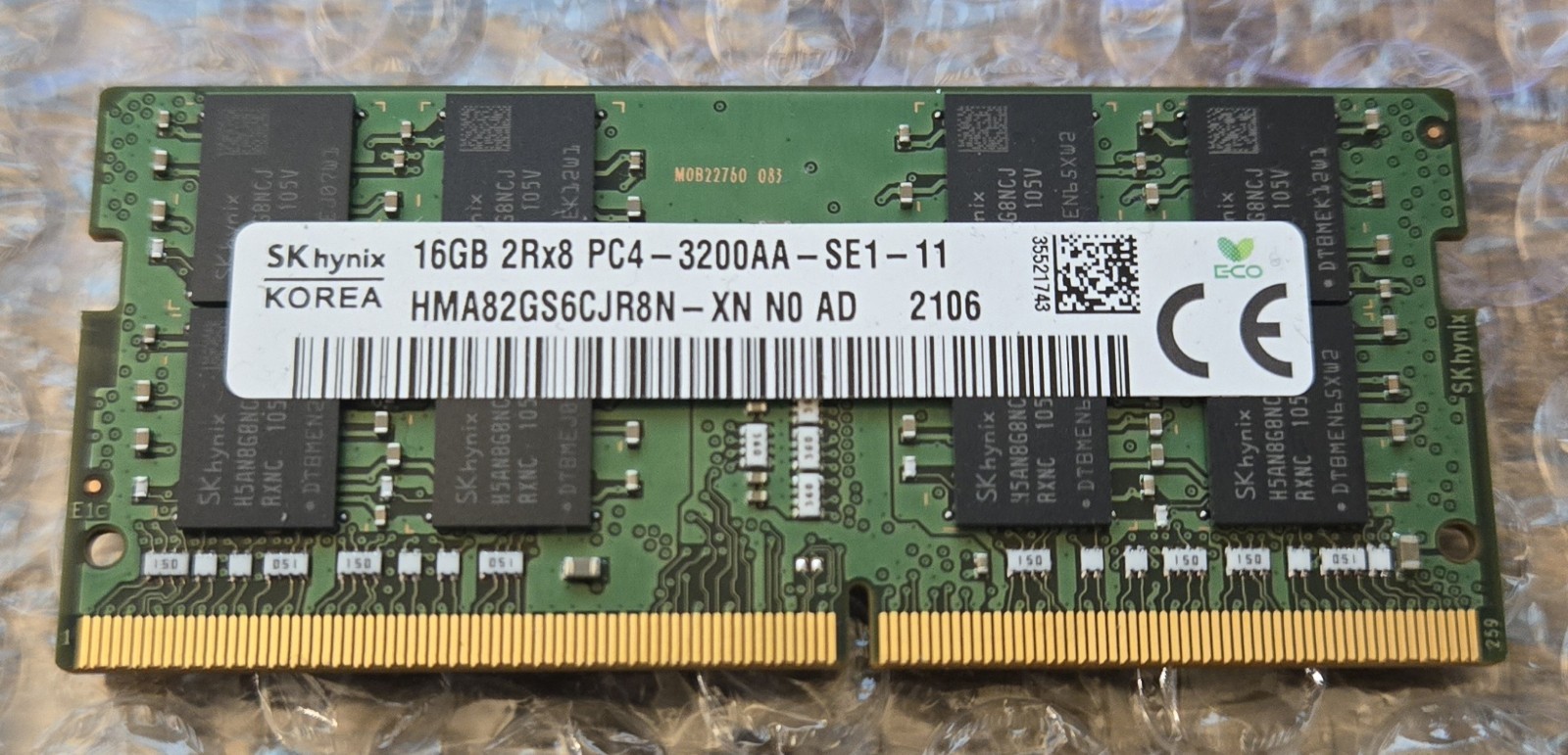 SK Hynix 16GB 2Rx8 PC4-3200AA SODIMM Laptop Memory HMA82GS6DJR8N-XN