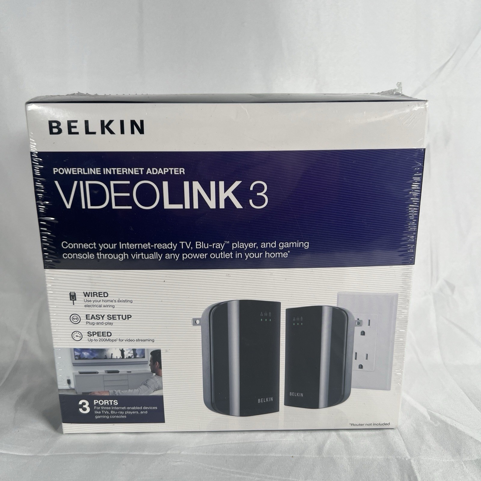 NEW Belkin VIDEOLINK 3 Powerline Internet Adapter SEALED BOX V 1000