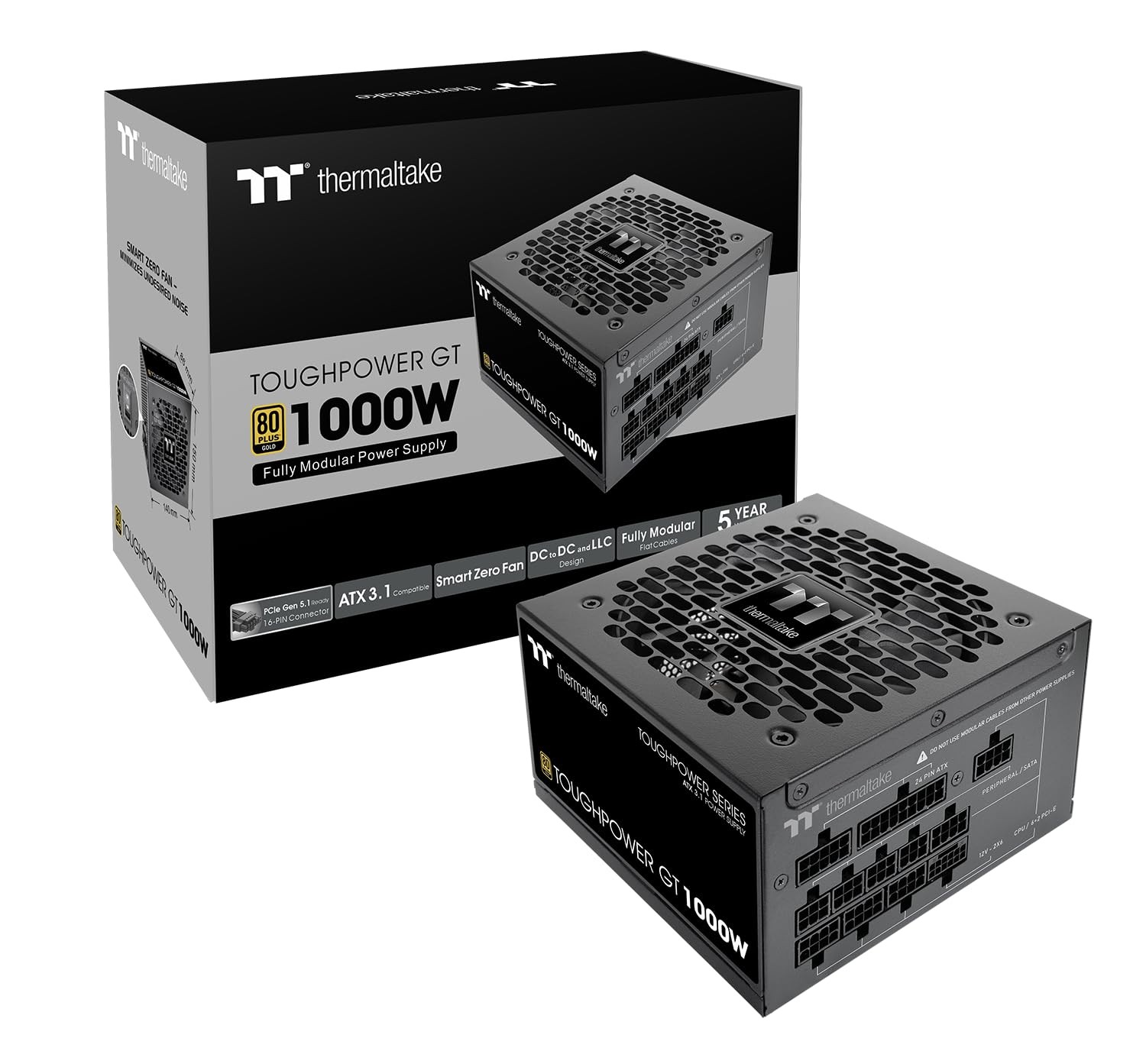 Thermaltake Toughpower GT 1000W; ATX 3.1; Native PCIe 5.1 12V-2x6;