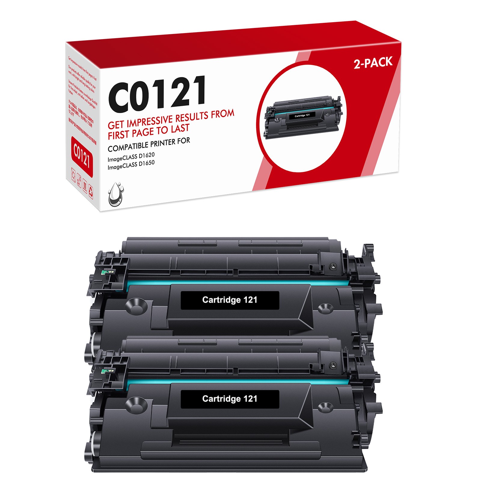 CRG121 2PK Compatible With Canon 121 Black Toner 3252C001 ImageClass D1650 D1620