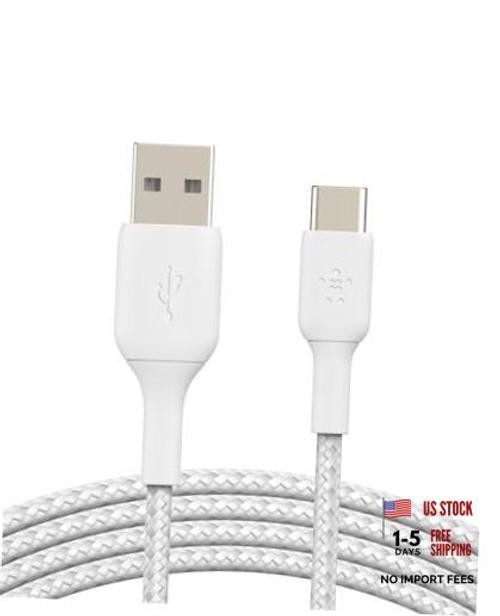 Belkin USB A to USB C 15W Braided Cable 3.3ft iPhone 3.3 ft White 3.3 ft