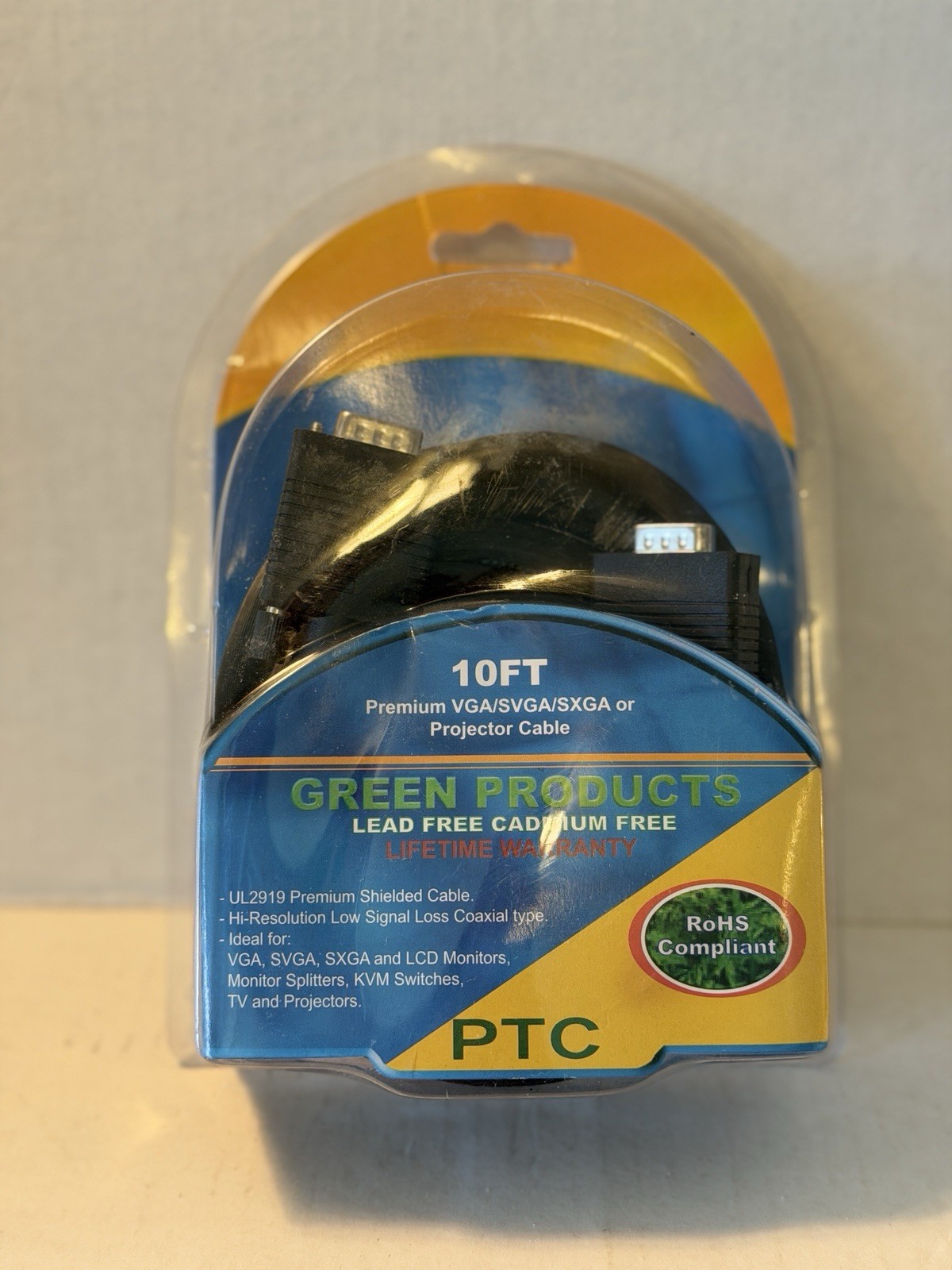 New 10’  Premium Projector Cable For VGA SVGA SXGA & LCDMonitors RoHS Compliant
