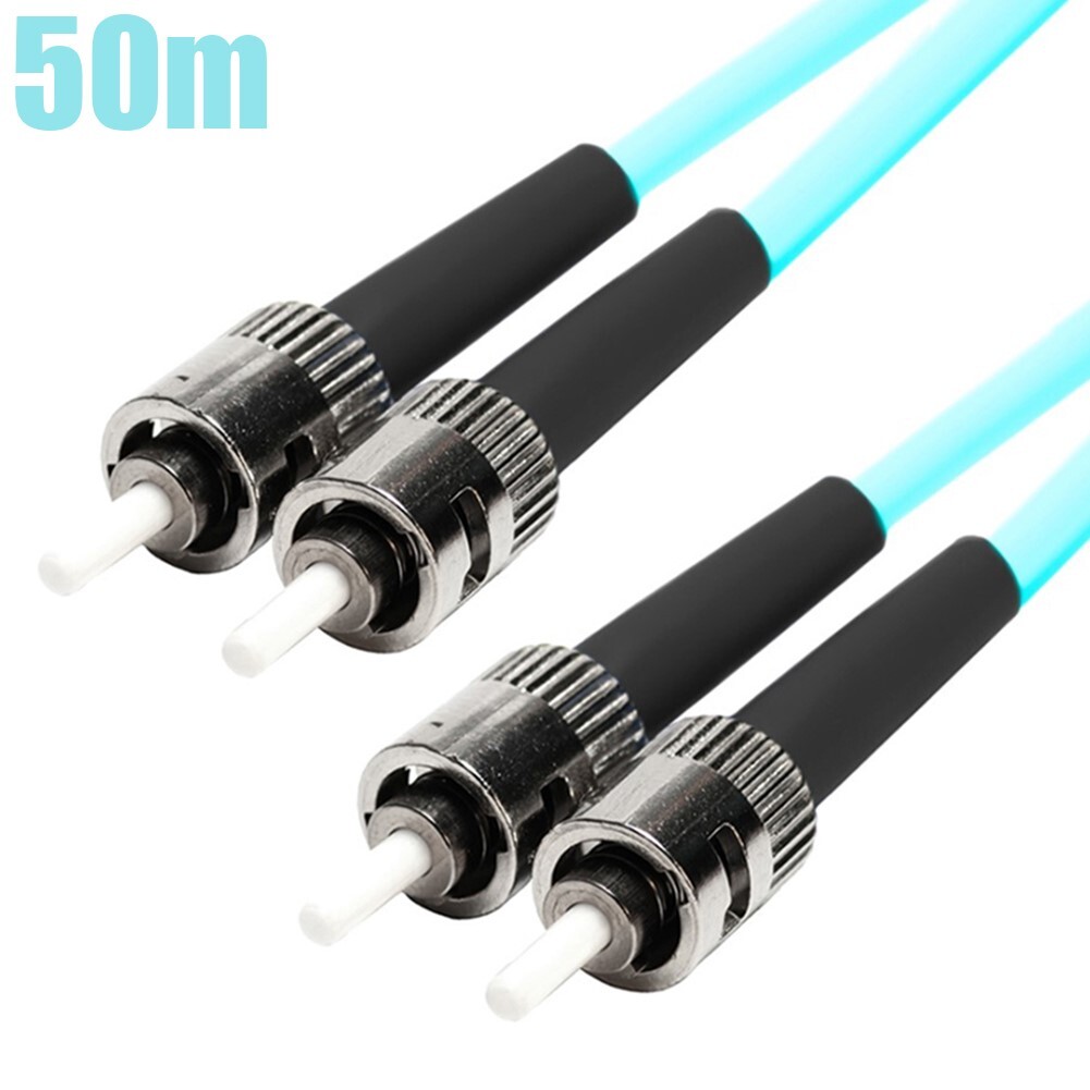 50M ST-ST UL Duplex MultiMode 3mm 50/125 Fiber Optic Optical Cable OFNR OM4 Aqua