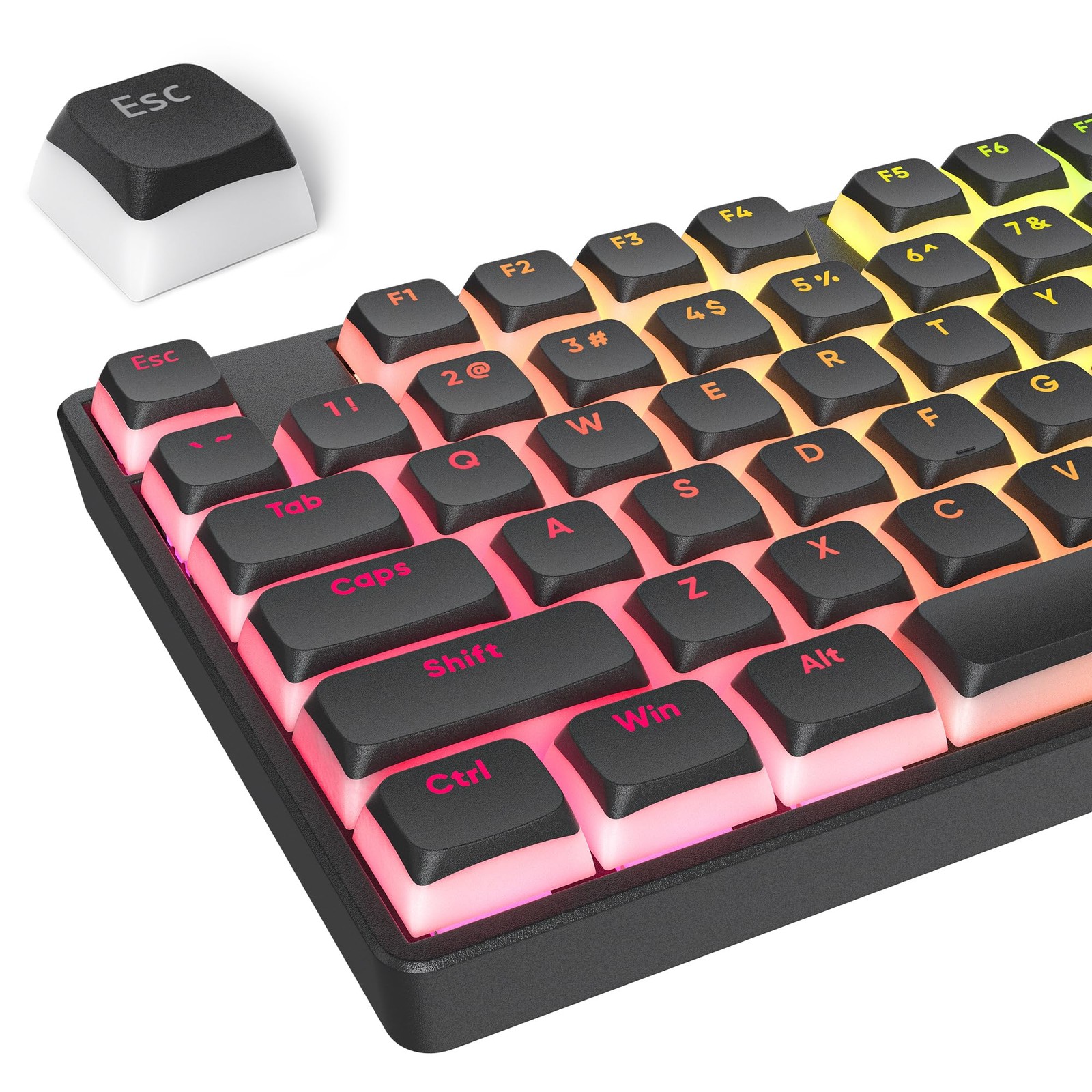 PBT Black Pudding Keycaps Set 117 Keys, Double Shot Translucent XDA Profile f...