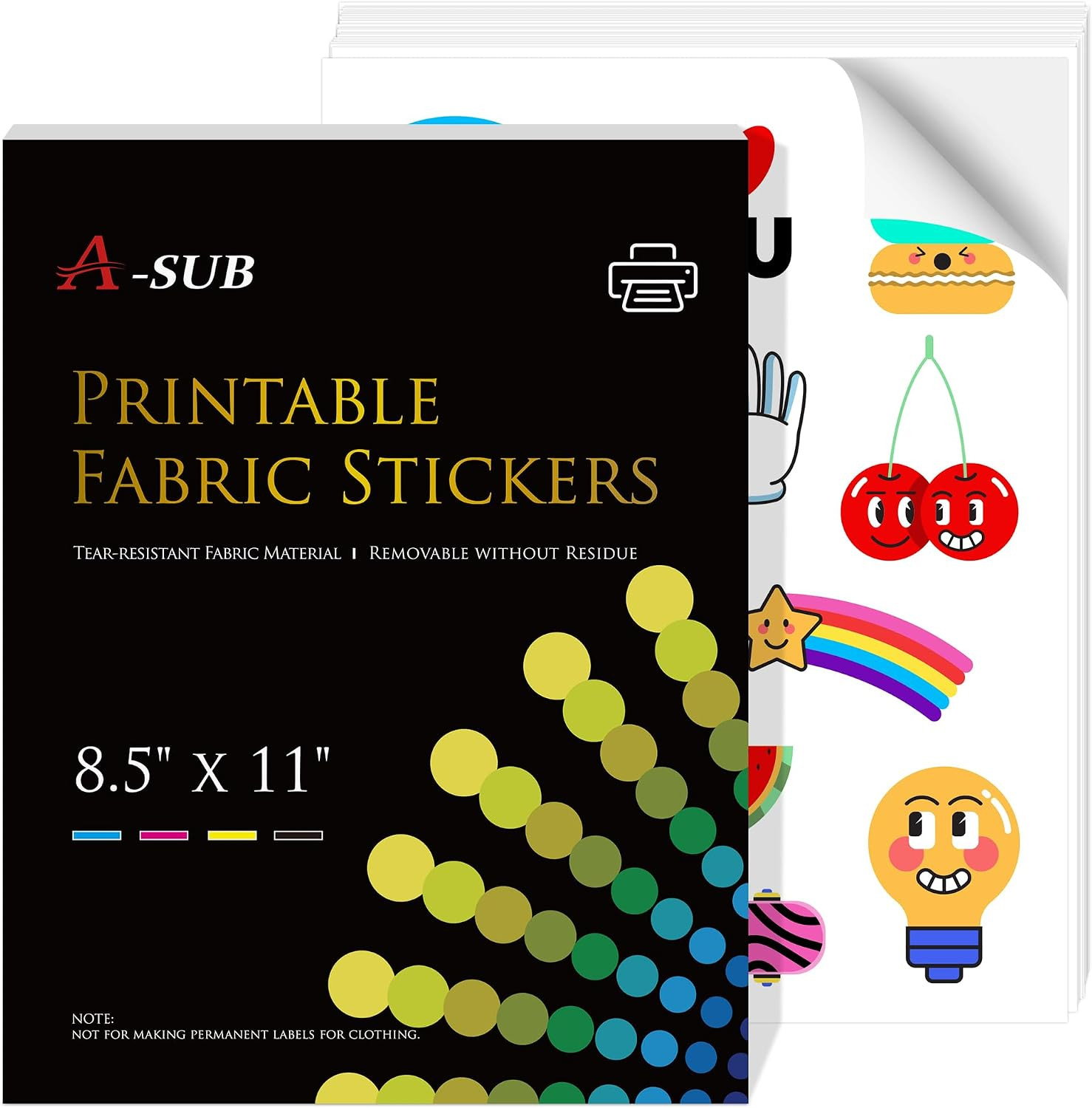 Printable Fabric Sticker Paper for Inkjet Printers, Waterproof, 8.5 X 11 Inches