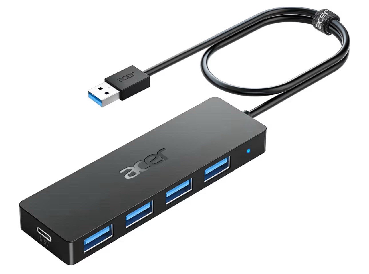Acer 4-port USB hub USB 3.0 multiple USB A laptop splitter w/USB C pwr port USB