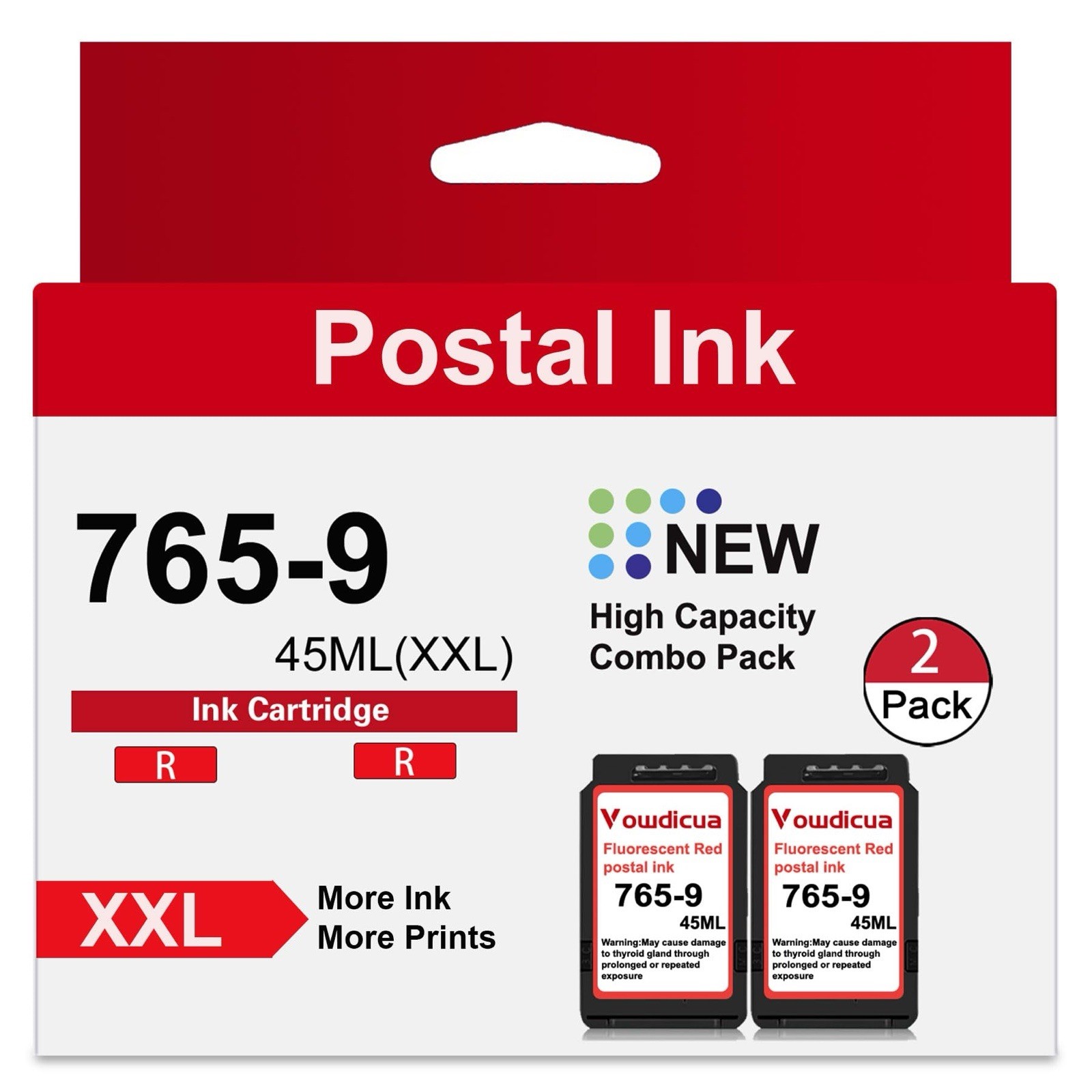 765-9 Red Ink Cartridge 2PK Replacement For Pitney Bowes 765-9 DM300c DM400c