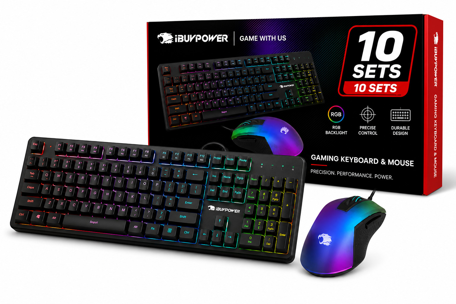 LOT 10 iBUYPOWER Chimera KM7 RGB Gaming Keyboard & Mouse Combo