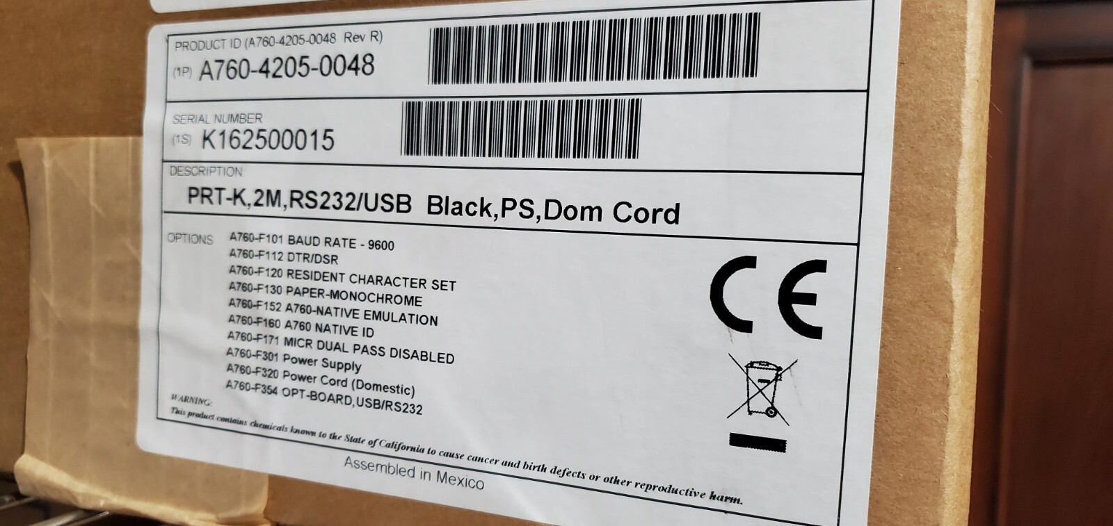 NEW IN BOX--CognitiveTPG A760-4205-0048 Thermal Impact  Receipt Printer