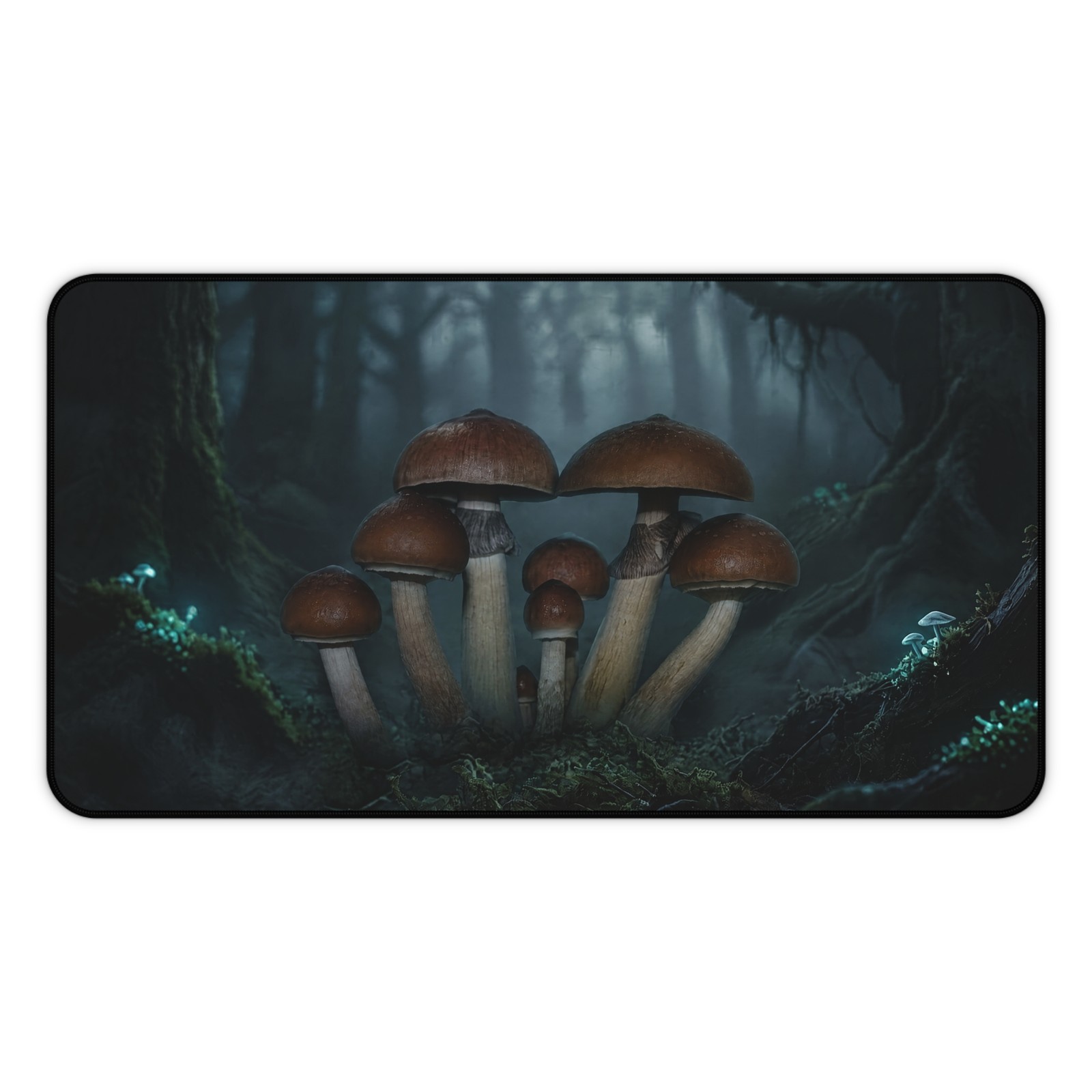 Mystic Golden Teachers Mushroom Forest Desk Mat Dark Fantasy Gaming Mouse Pad