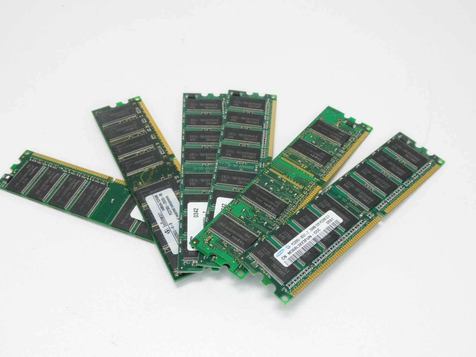 Lot of 6 Sticks of DDR Ram Mix Brands And Speeds 256, 512, 1 GB - Tested