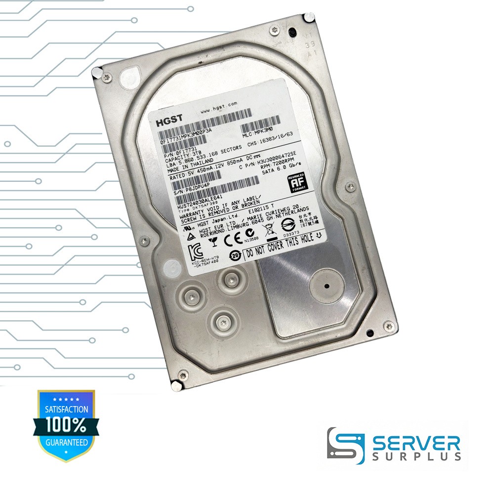 HGST HUS724030ALE641 3TB SATA 6Gb/s, 7200 RPM 4Kn 3.5" Enterprise HDD | 0F17731