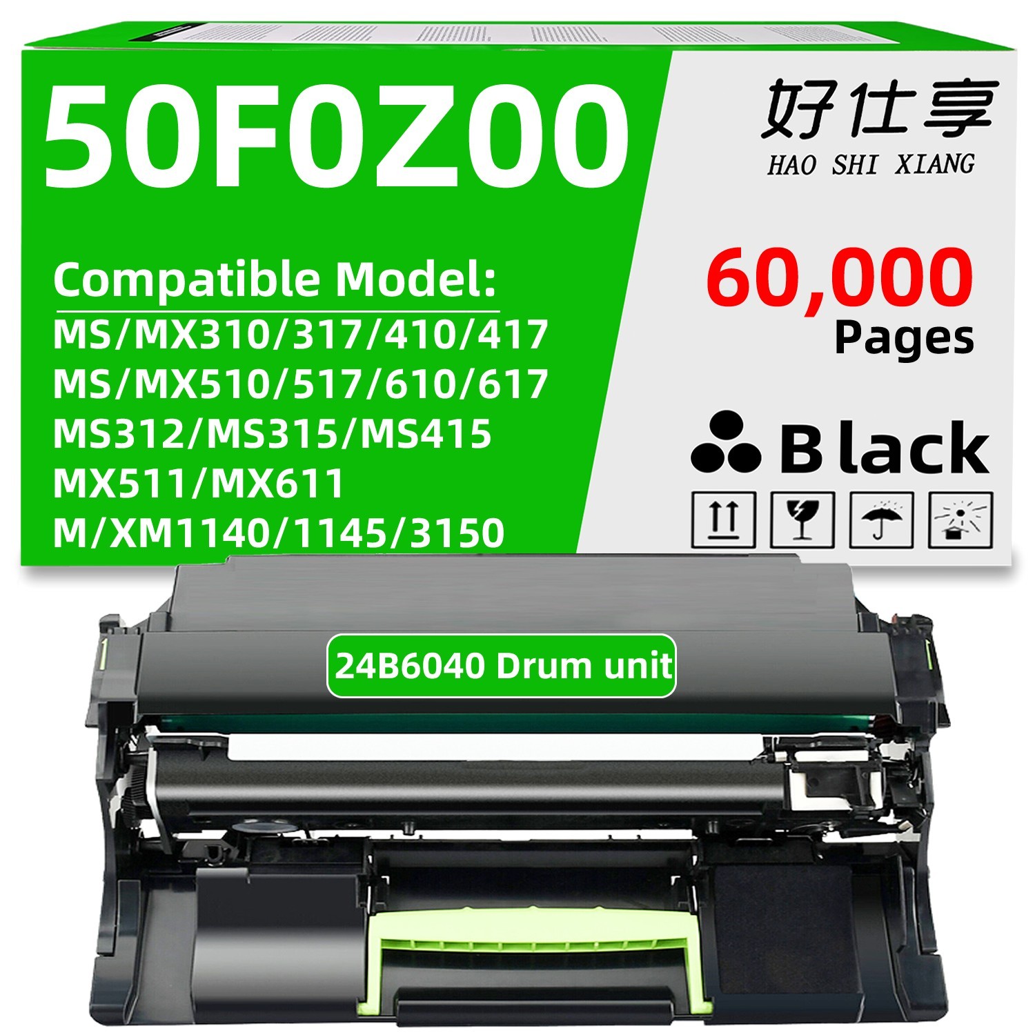 50F0Z00 Drum Unit Compatible for Lexmark MS310 MS312 MS410 MS415 MS510 MS610