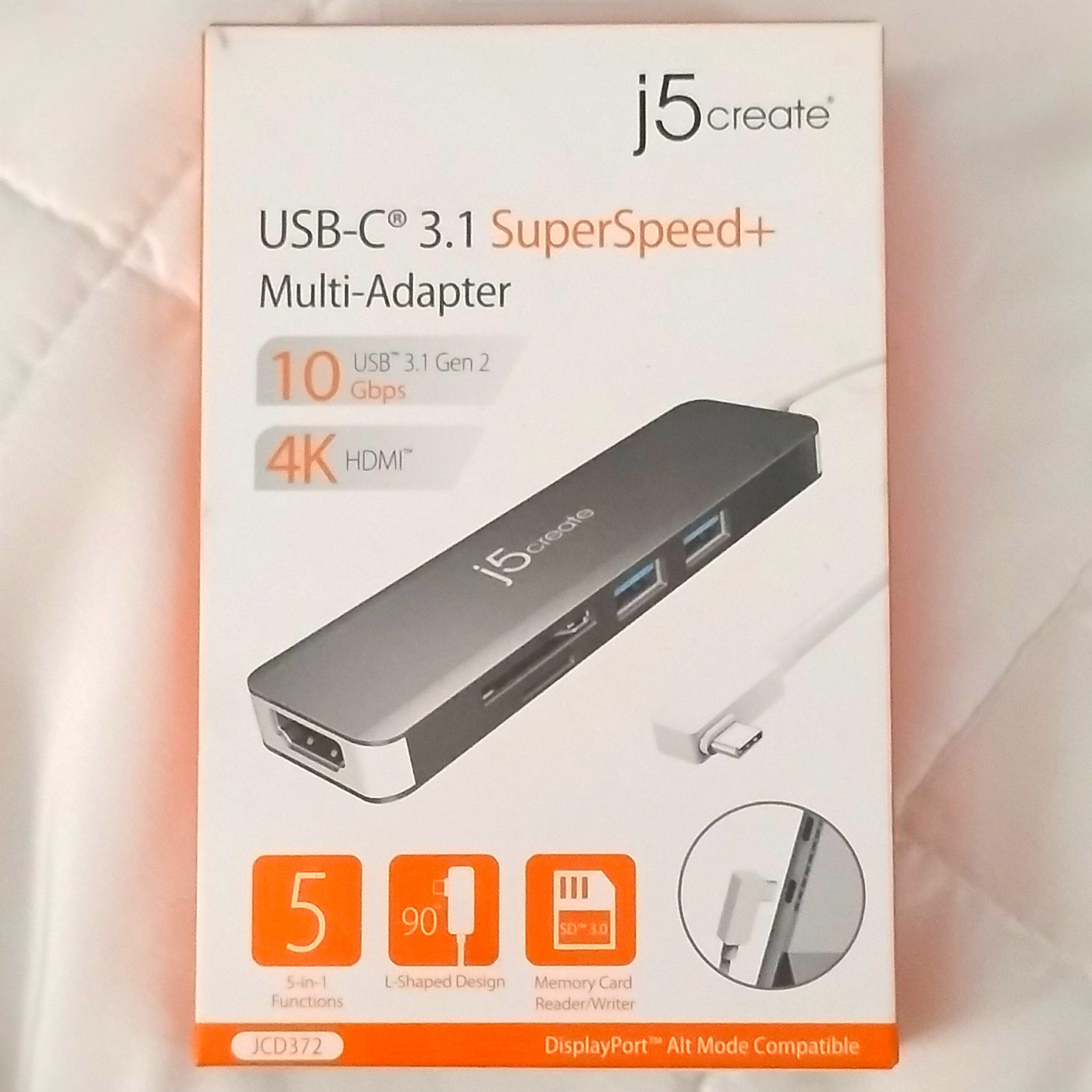 j5create JCD372 USB-C 3.1 5-in-1 Multi Adapter with 4K HDMI, Gray