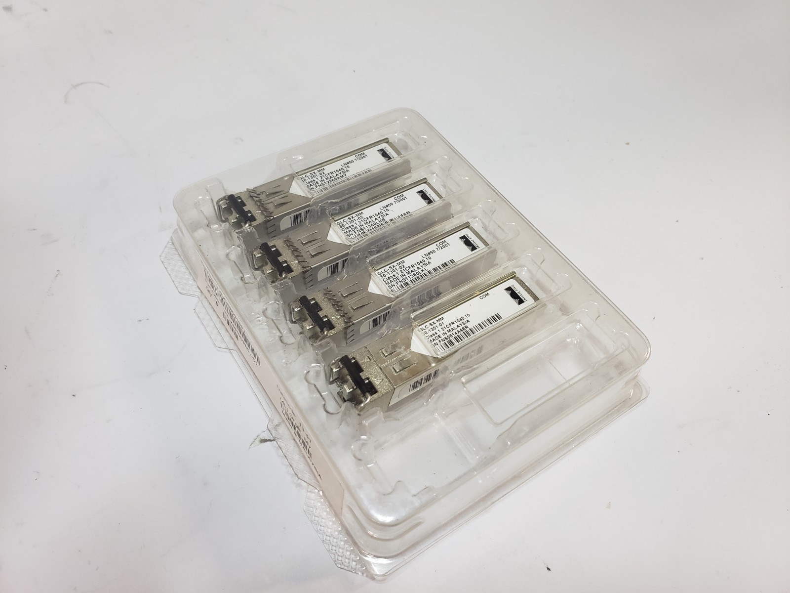 Lot of 4 Used Cisco GLC-SX-MM 1.25Gb 500m 850nm 1000Base-SX SFP Transceiver
