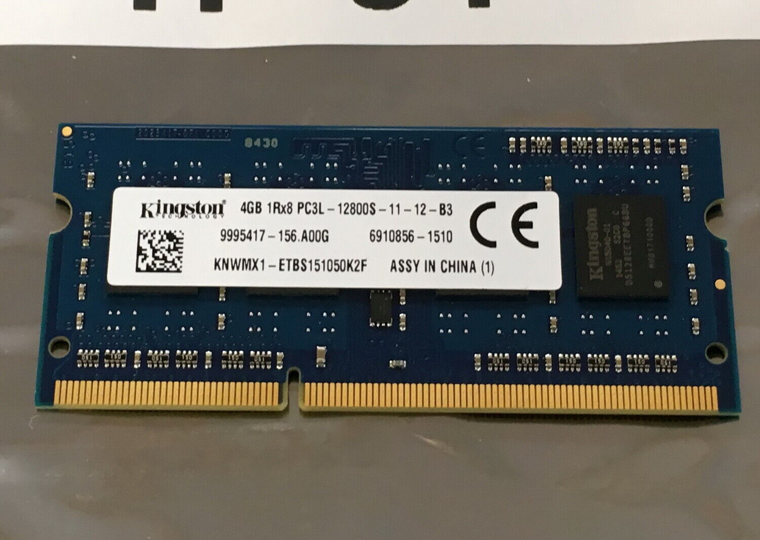 Kingston 4Gb 1Rx8 DDR3 PC3L-12800S Laptop Memory Ram Module KNWMX1-ETB