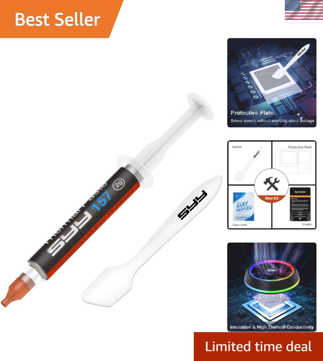 2 gram High-Conductivity Thermal Compound - Metal-Free Safety for PCs & Consoles