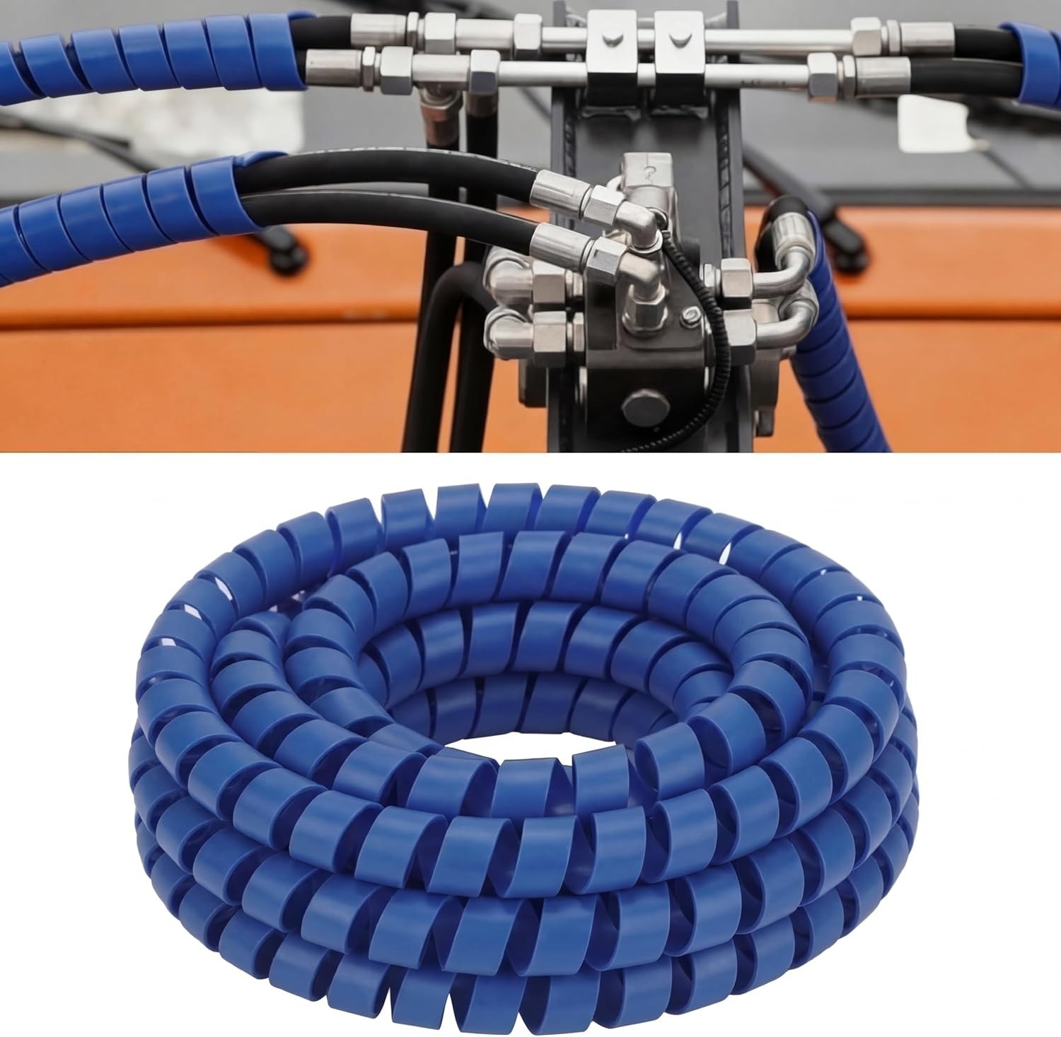 Pangda 25Ft Spiral Wrap Hose Cable Protector 1/2 Inch Heavy Duty Hydraulic Hose
