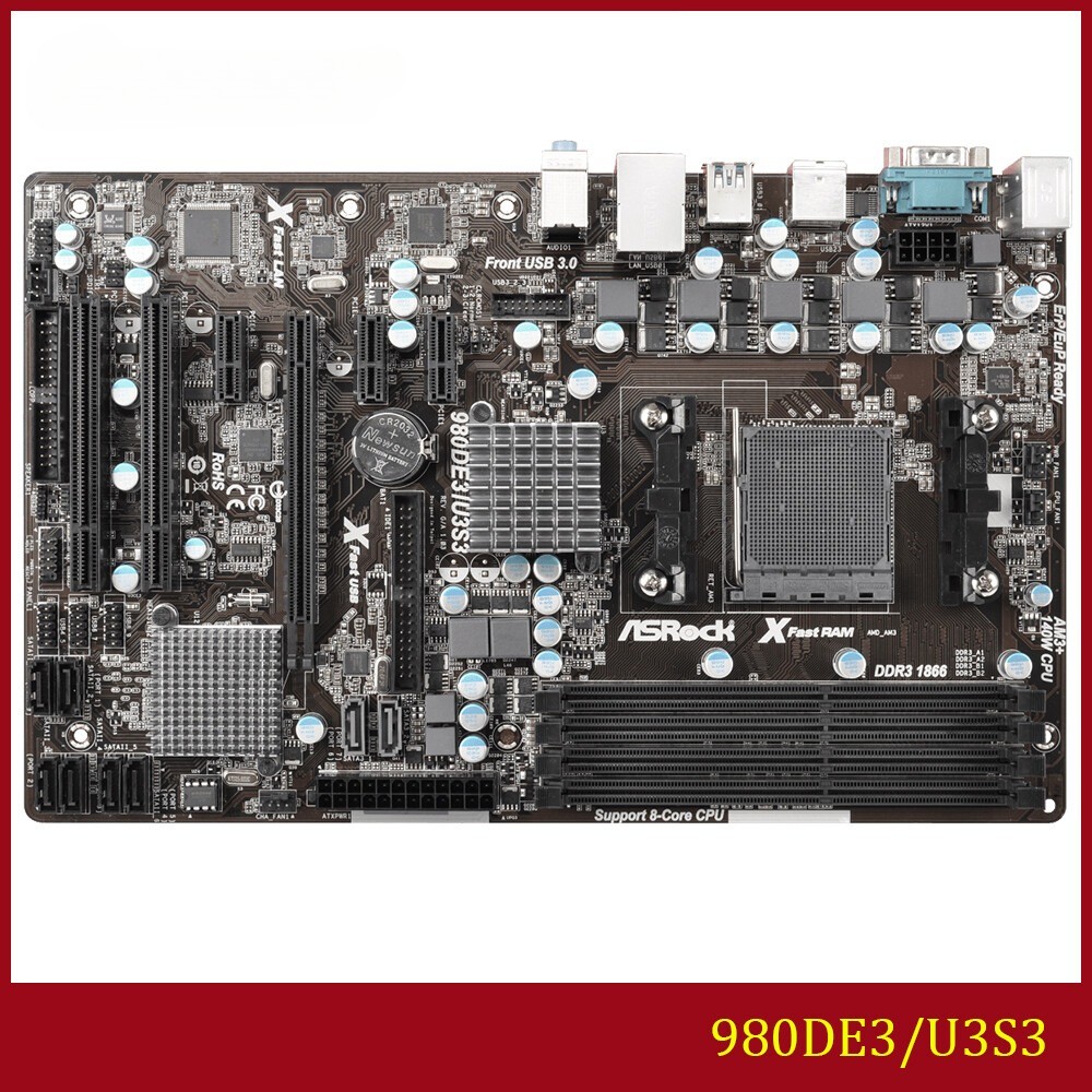 FOR ASROCK 980DE3/U3S3 DDR3*4 AMD RX881 32GB ATX Motherboard Test OK