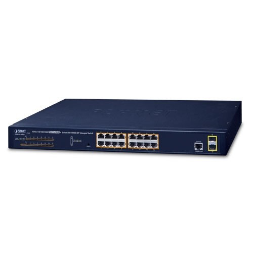 Planet Technology GS-4210-16P2S 16-Port Gigabit POE+ 2-Port SFP Switch
