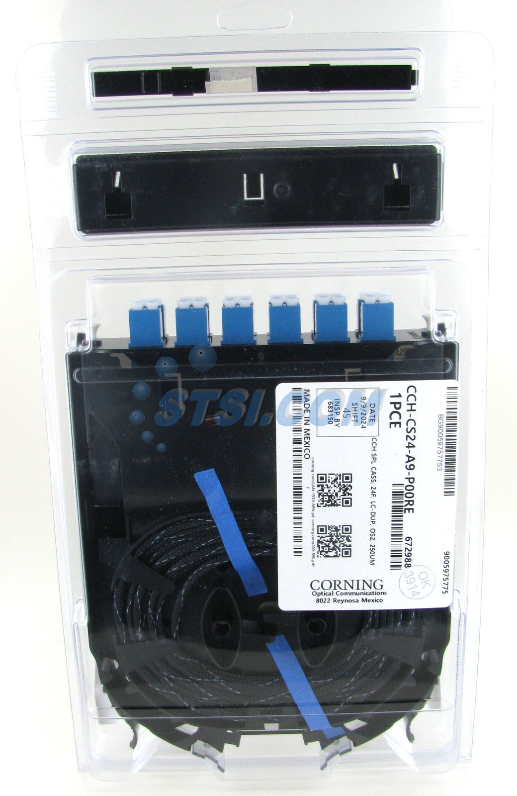 Corning CCH-CS24-A9-P00RE Splice Cassette, 24 Fiber, LC Duplex OS2 ~STSI