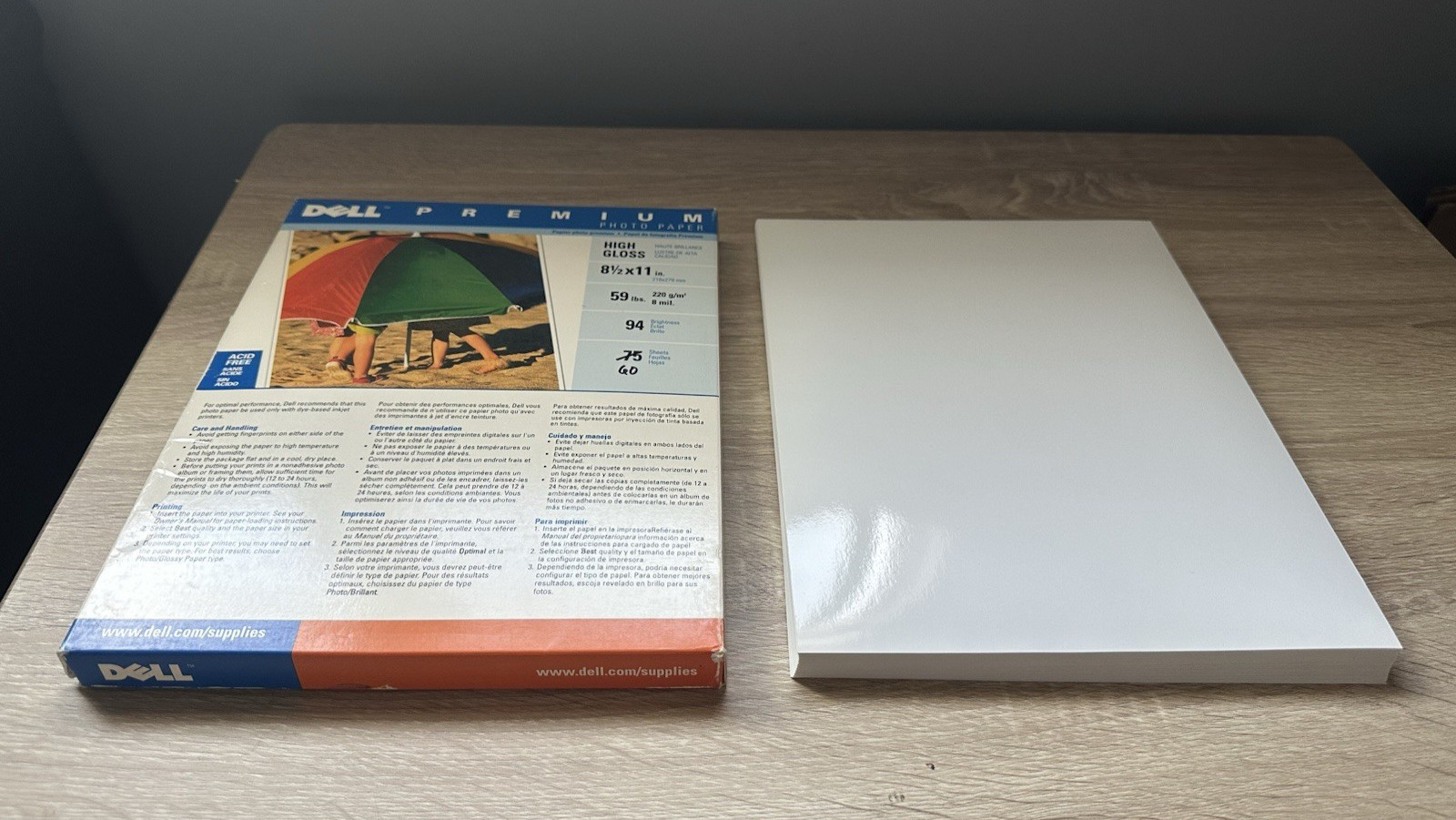 Dell Premium High Gloss Photo Paper 8.5 x 11 in. For Dye-Based Inkjet Printer