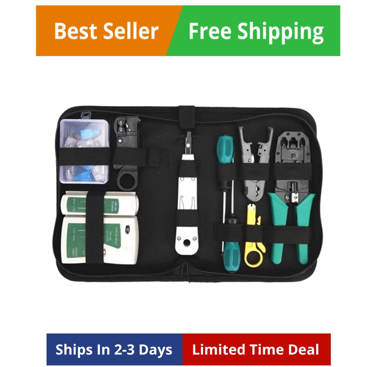 Network Tool Kit for Cat5 Cat5e Cat6, 11 in 1 Portable Ethernet Cable Crimper...