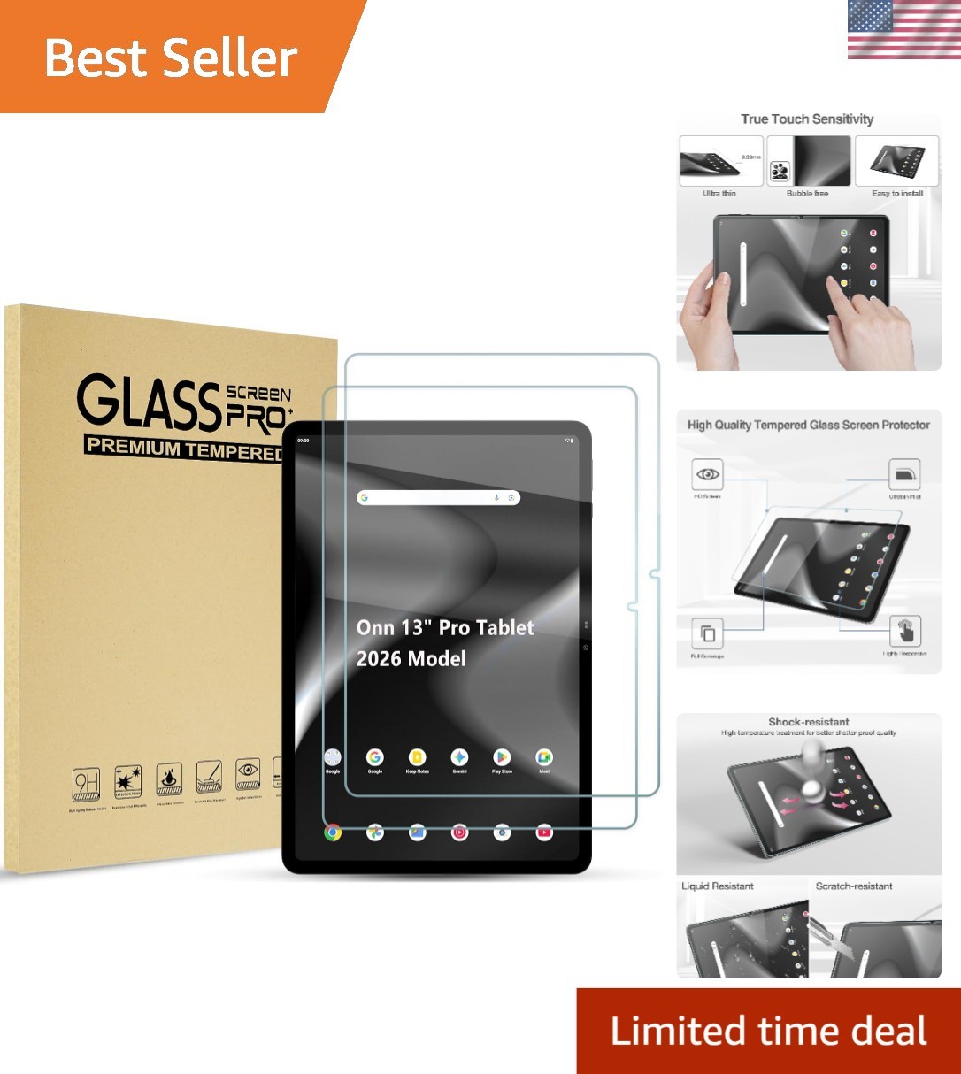 2 Pack Screen Protector for Onn 13" Tablet Pro 2026