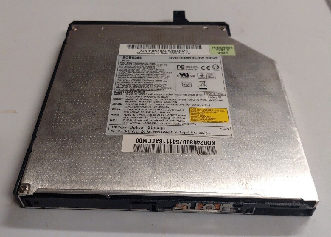Dell Philips SCB5265 0CC755 CD-RW DVD-ROM Combo Laptop Drive 5V Averatec