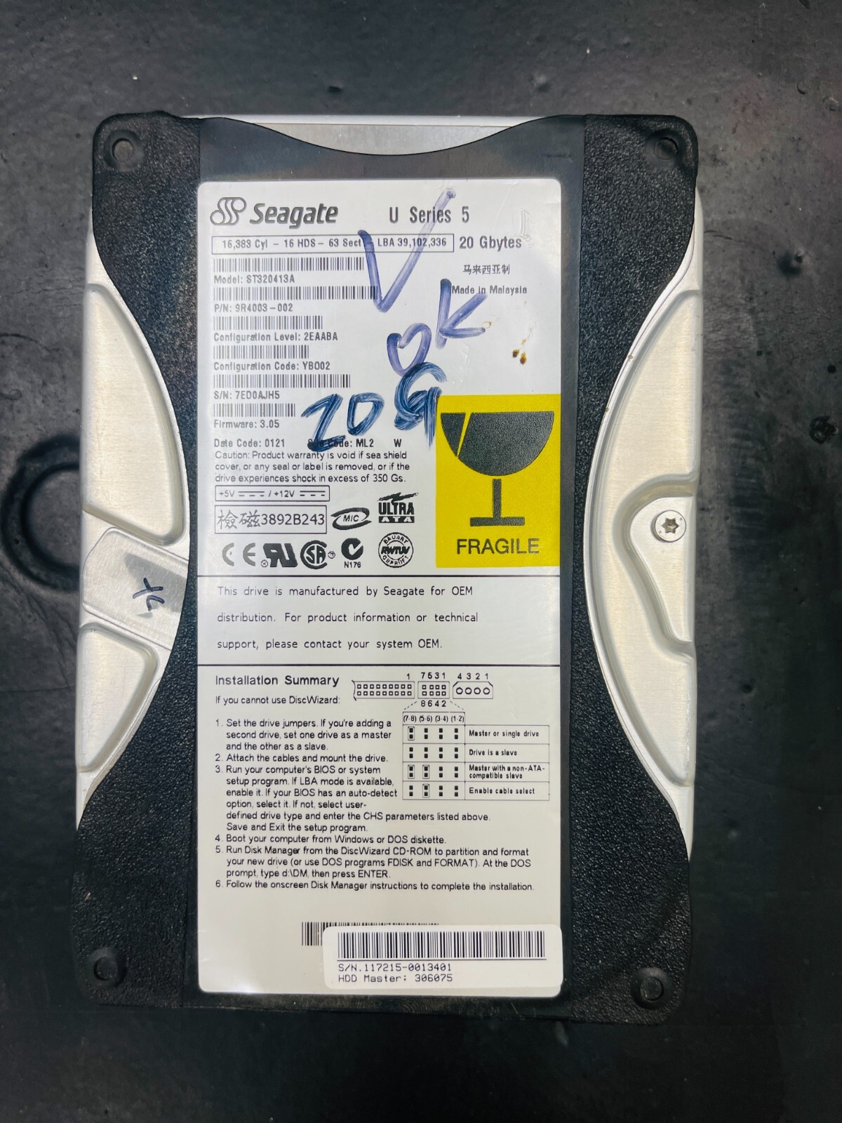 Seagate U5 20 GB,Internal,5400 RPM,3.5" (ST320413A) HDD