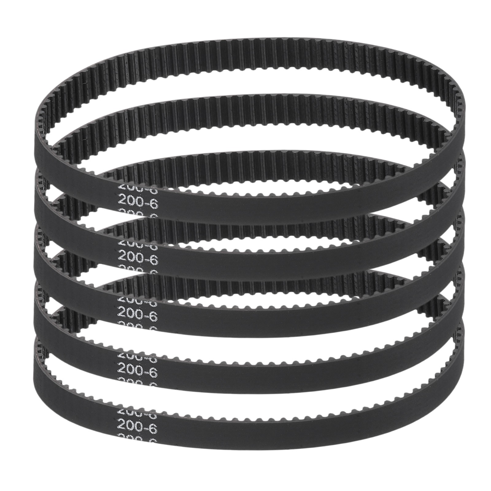 200mm GT-2 Timing Belt, 5pcs 6mm Width 2mm Pitch 3D Printing Closed Loop, Black
