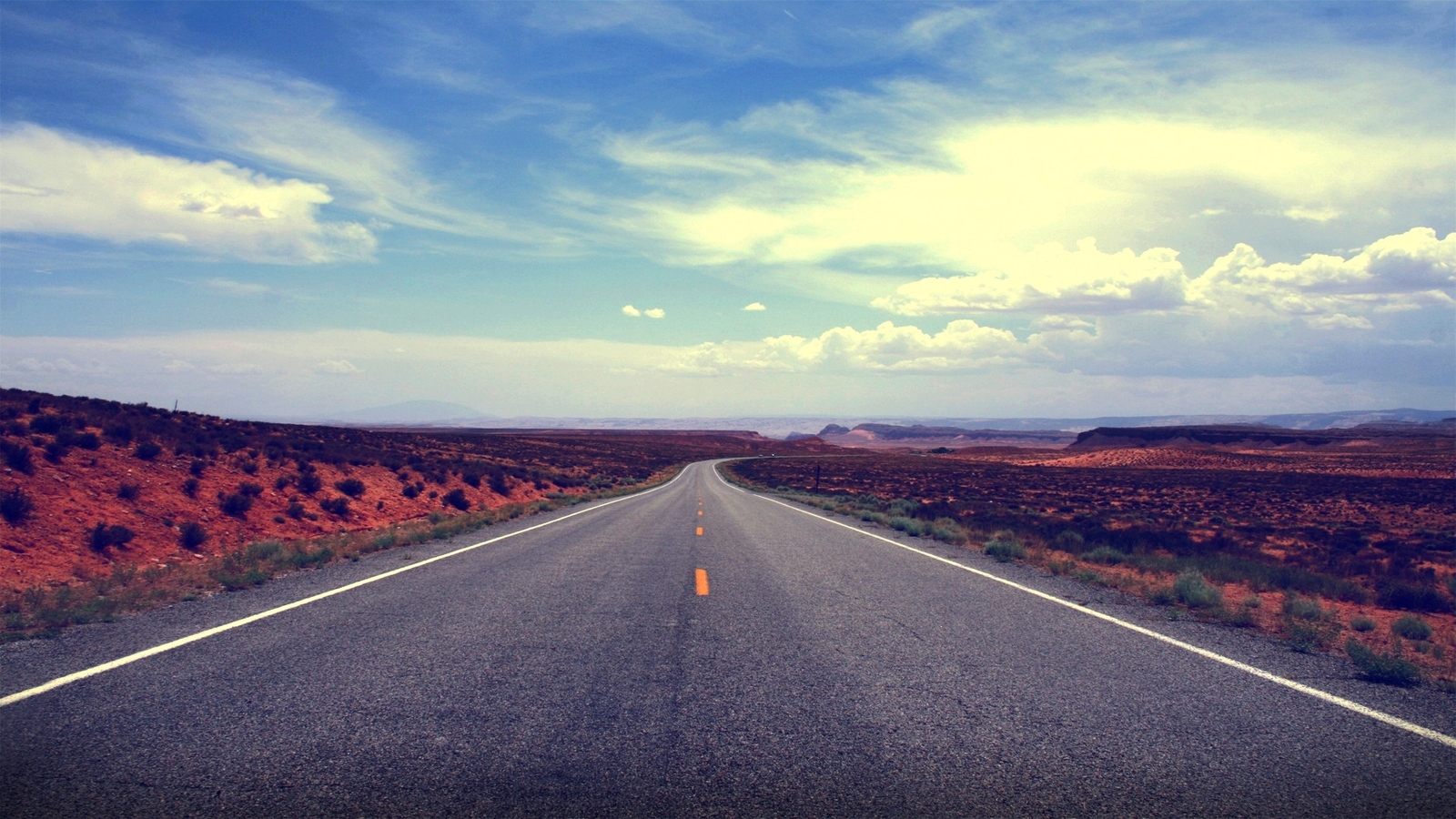 Landscape road nature sky clouds desert long Custom Gaming Mat Desk