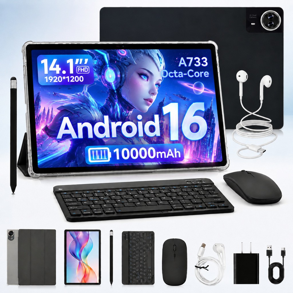 14" Tablet Android 16 30GB+256GB ROM IPS FHD Touch A733 Octa-Core Gemini AI2.0