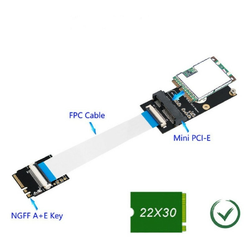 M.2 key A/E/A+E to Mini PCI-E Adapter with FFC Cable Case