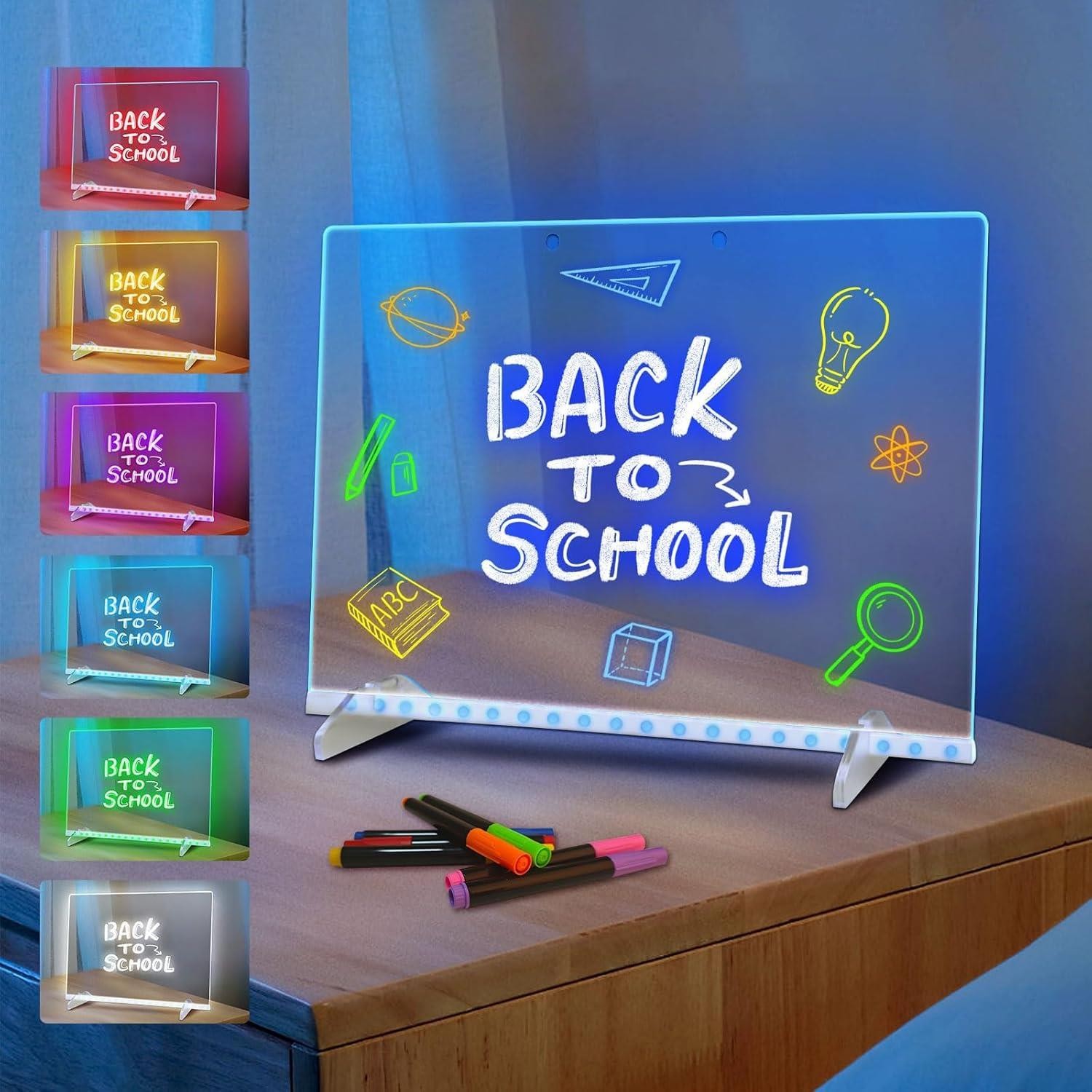 LED Note Board with 7 Colors, Includes Adapter, 13"X10" Led Drawing Board for Ki