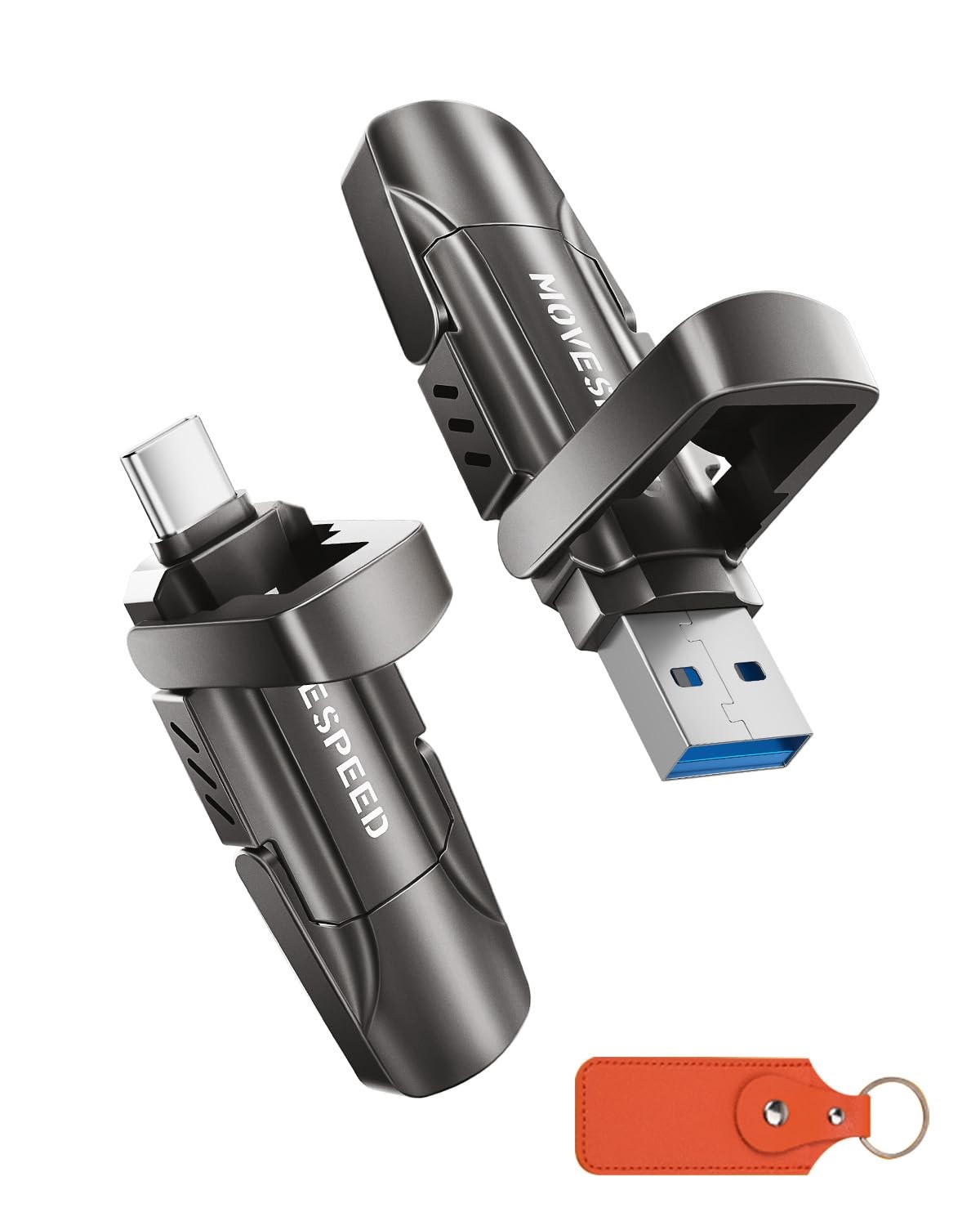 MOVE SPEED 512GB Thumb Drive, 1000MB/s Read Write Speed, USB 3.2 Gen2+Type C ...