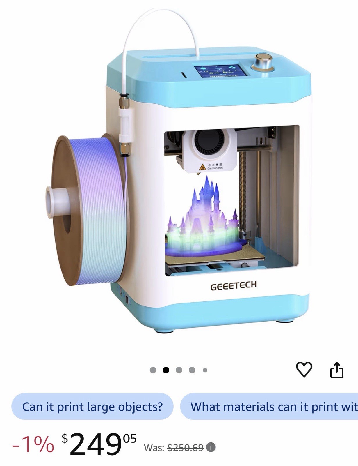 Geeetech 3D Printer M1 Mini  High Speed 3D Printer 100*110*100mm