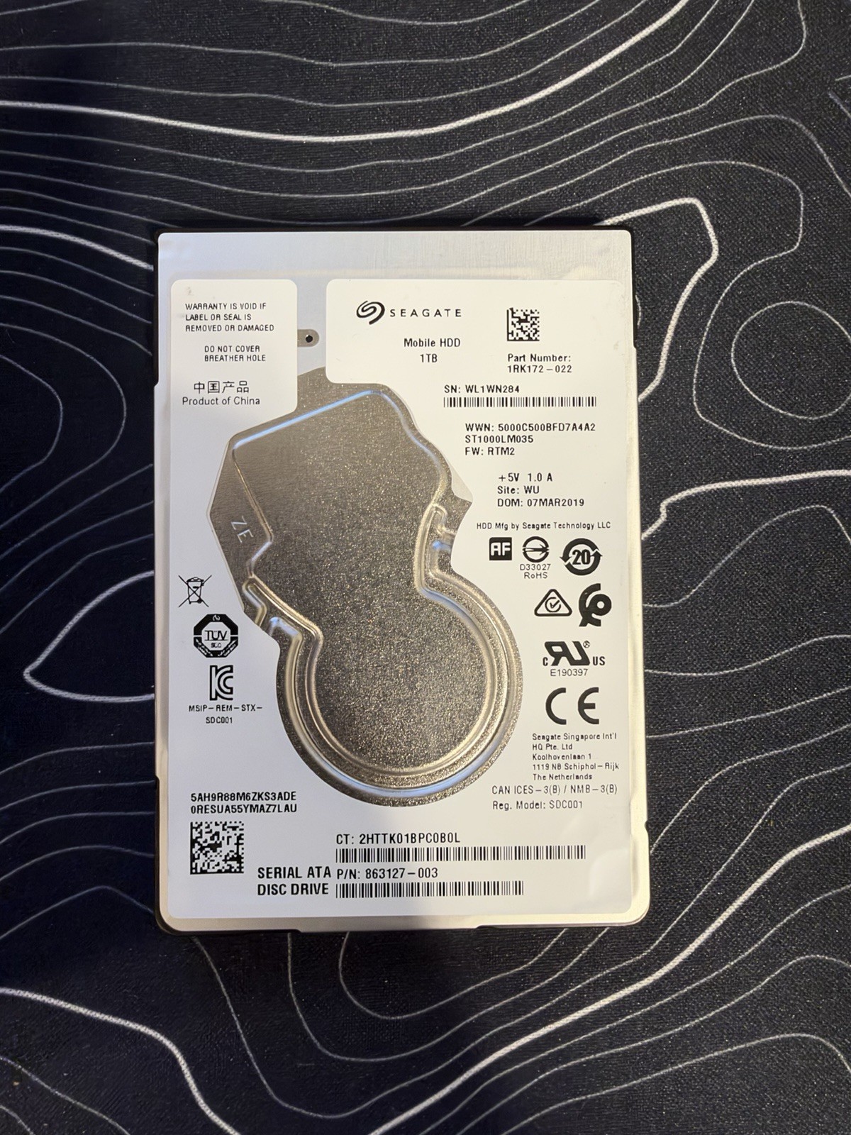 Seagate Mobile 1TB 2.5in SATA Laptop HDD 5400RPM 128MB ST1000LM035
