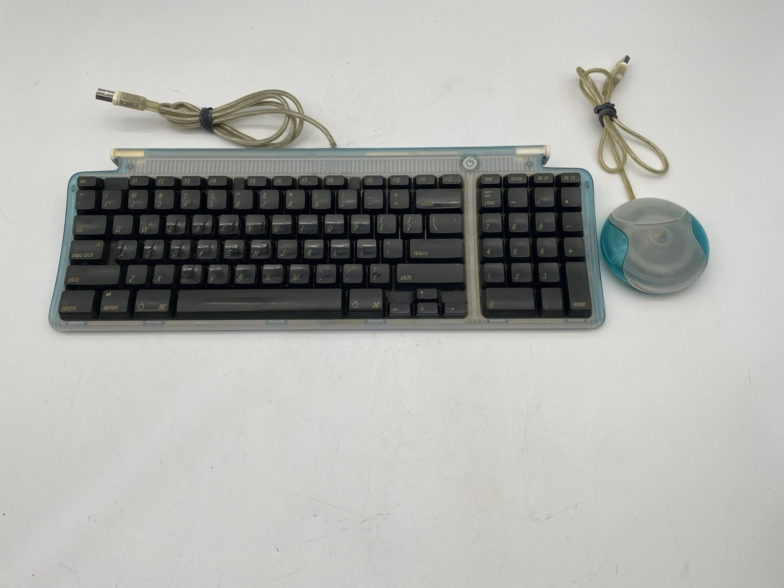 RARE Vintage Apple USB Keyboard & Mouse M2452 (1998) Blue iMac  - UNTESTED