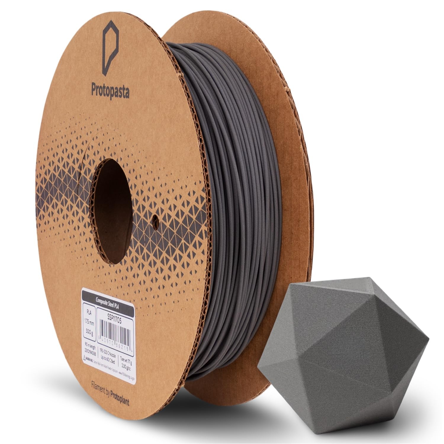 Protopasta Stainless Steel Filled PLA 3D Printer Filament | ProtoPlant Metal-Fil