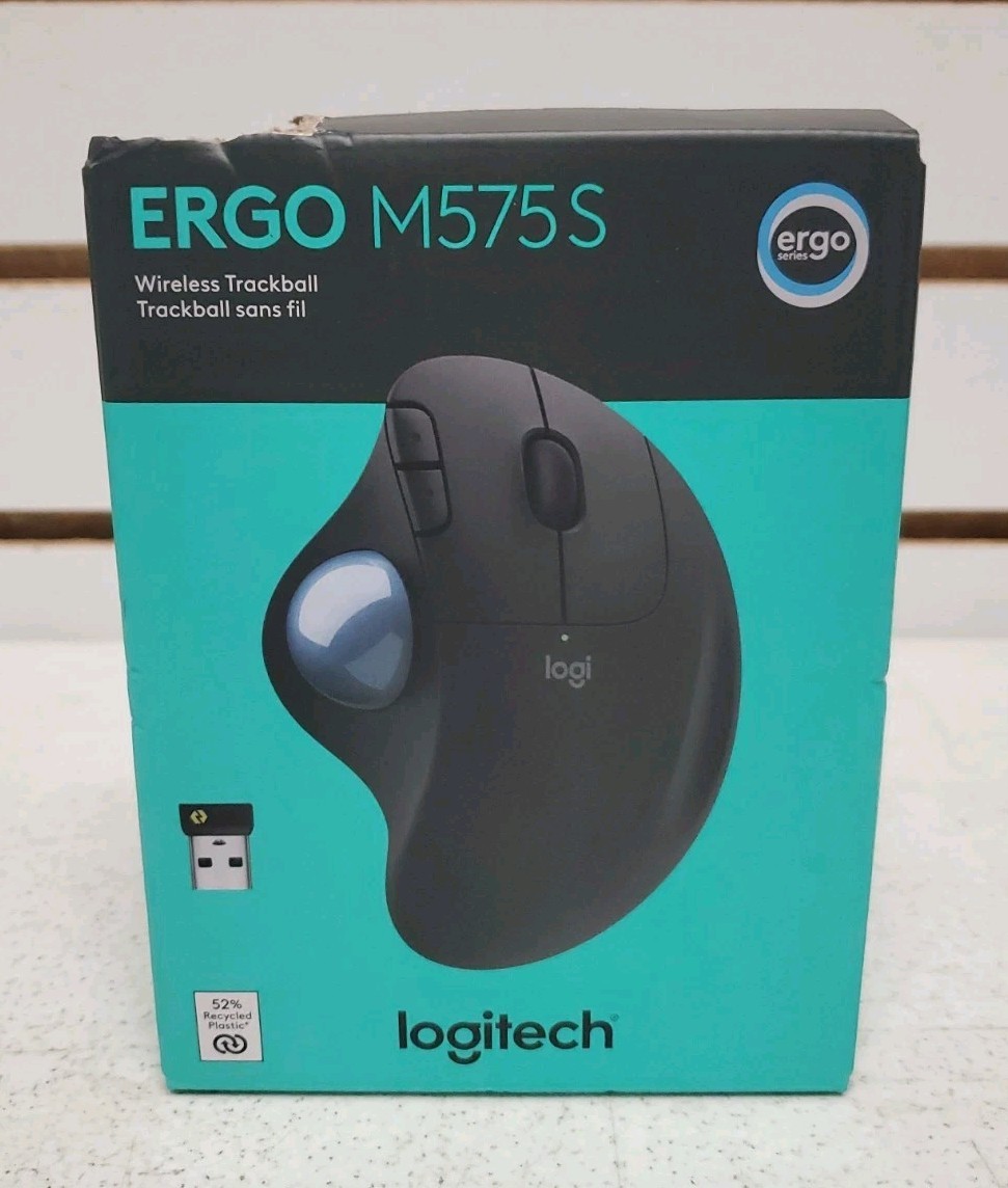 Logitech Ergo M575S (Black, 910-007026) Wireless Trackball Mouse - Ergo Series