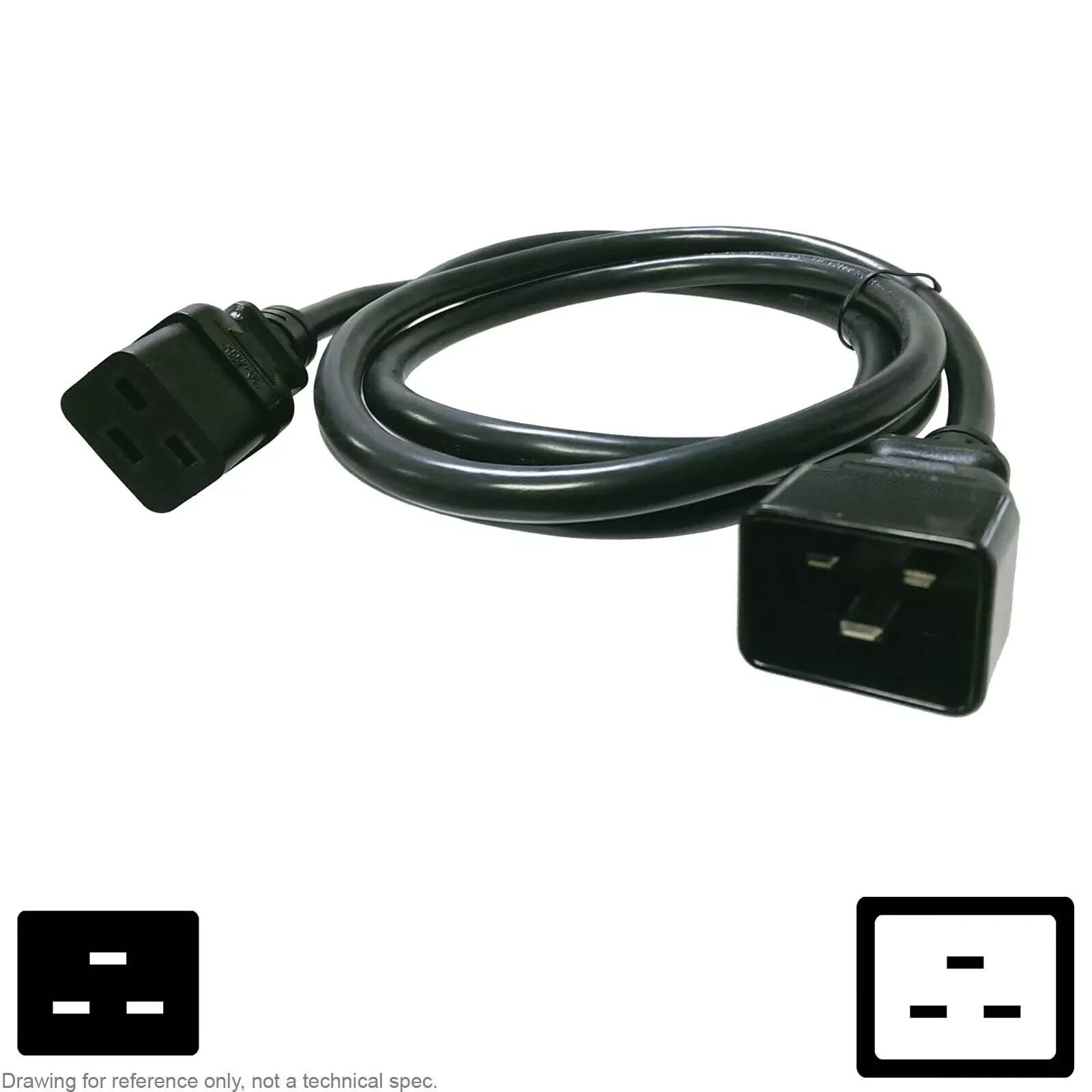 Cable AC Power Cord IEC C19 C20 PDU Extension 6FT 14AWG Well Shin WS-002F WS-003